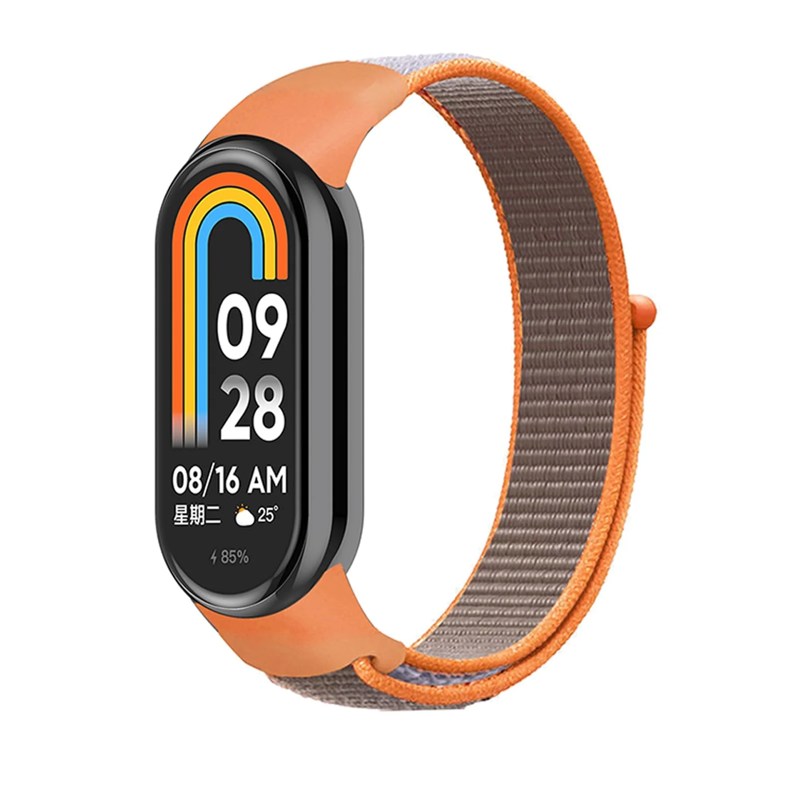 DL3 Mobilak Nylon Sport Band Compatible with Xiaomi Mi Band 10/9/8 for Women Men, Soft Adjustable Breathable Sport Loop Watch Strap Replacement Wristband for Xiaomi Smart Band 8/9/10 - Bright Orange