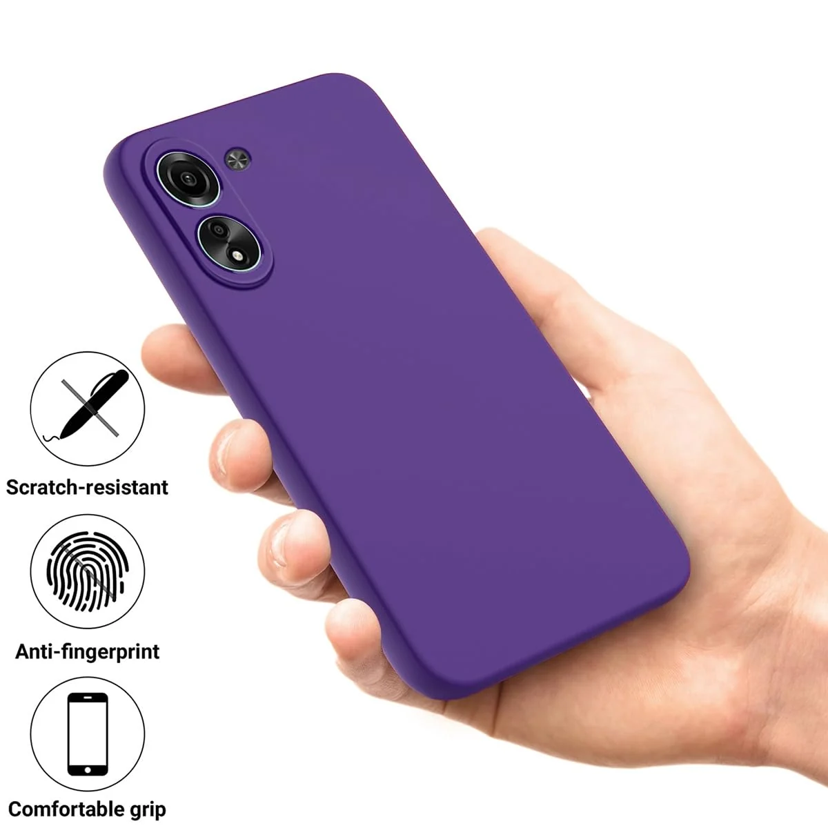 DL3 Mobilak Soft Silicone Protective Case for Xiaomi Redmi 13C with Microfiber Lining and Shockproof Design - Purple