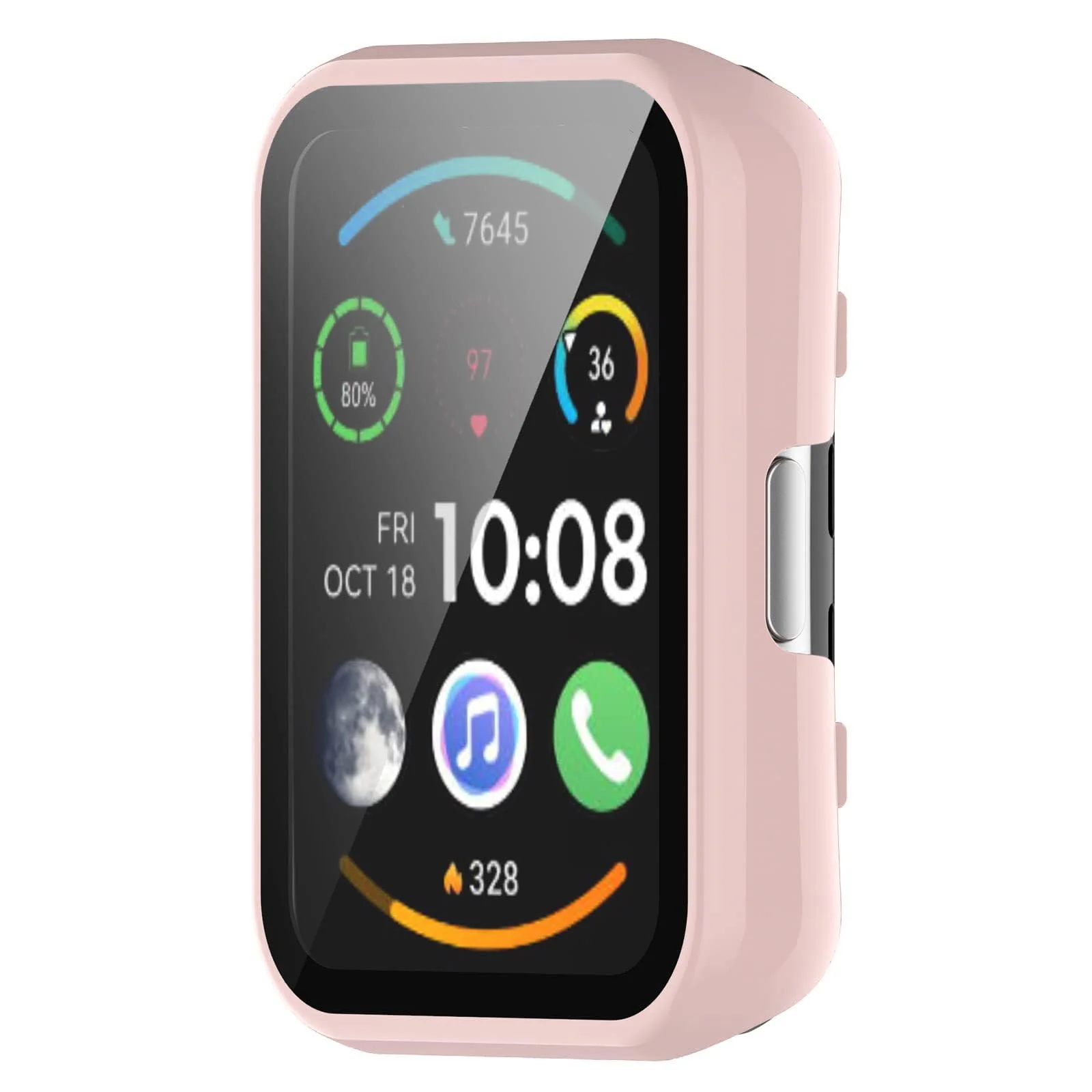 DL3 MOBILAK Full-Coverage Watch Case with Tempered Glass for Huawei Watch Fit / Honor Watch ES, Pink