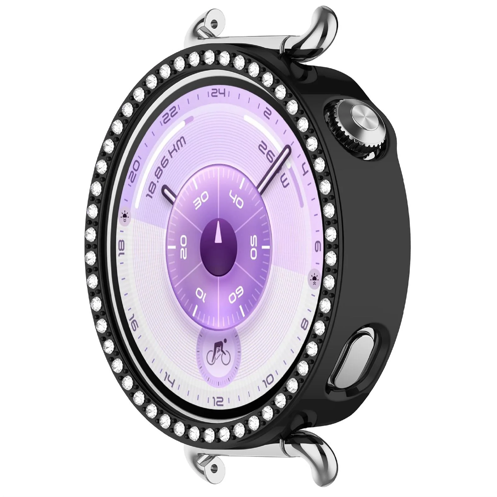 DL3 Mobilak Bling Case for Huawei Watch GT6 41MM, Slim Hard PC Frame Cover with Crystal Diamond Bumper Design (Without Screen Protector), Protective Case for Women and Girls for GT 6 41 mm - Black