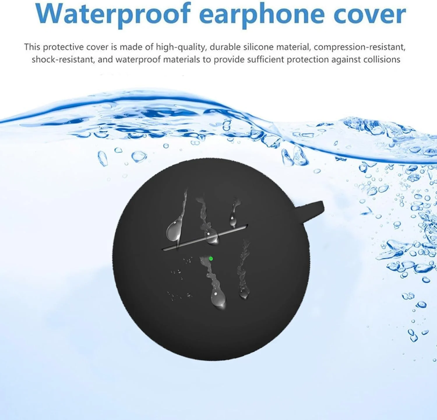 DL3 Mobilak Silicone Case Compatible with Huawei FreeBuds 7i Earbuds, Soft Silicone Protective Case Cover, Shockproof Sleeve with Carabiner For Huawei FreeBuds 7i - Black