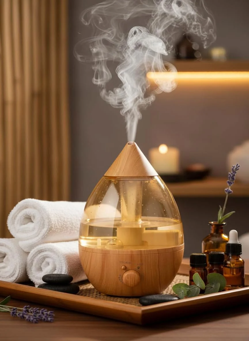 Mobigon 2.6 Litres Humidifier for Room, Cool Mist Ultrasonic Humidifier/Essential Oil Diffuser, Super Quiet 360°Nozzle, Colorful Change, Auto Shut Off&UV Light&, Lasts Up to 24 Hours - Woody 2