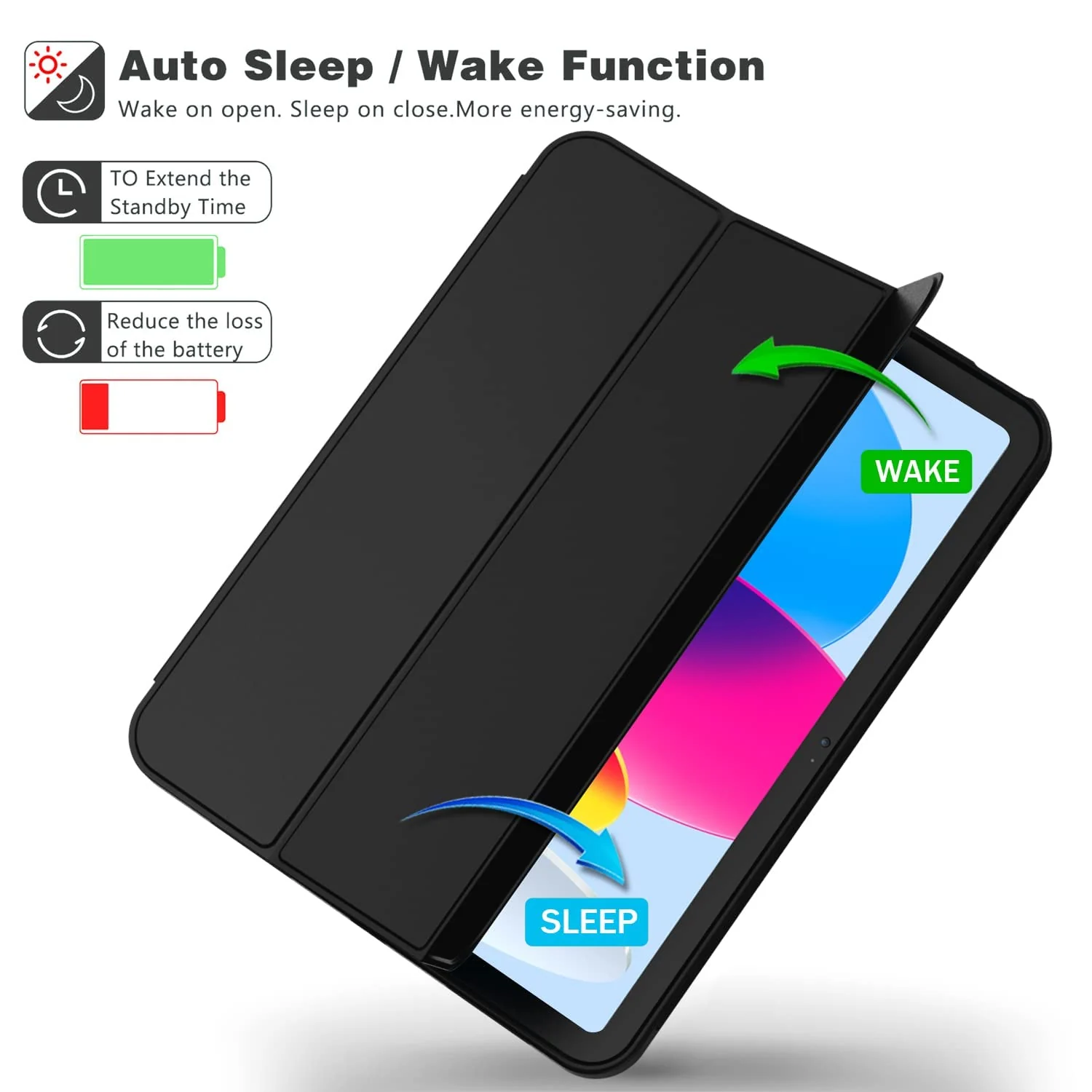 DL3 Mobilak iPad (A16) Case/iPad 10th Generation [11-Inch 2025/10.9 Inch 2022] with Pencil Holder, [Support Touch ID] Flexible TPU Back Shell Smart Trifold Stand Protective Auto Wake/Sleep - Black