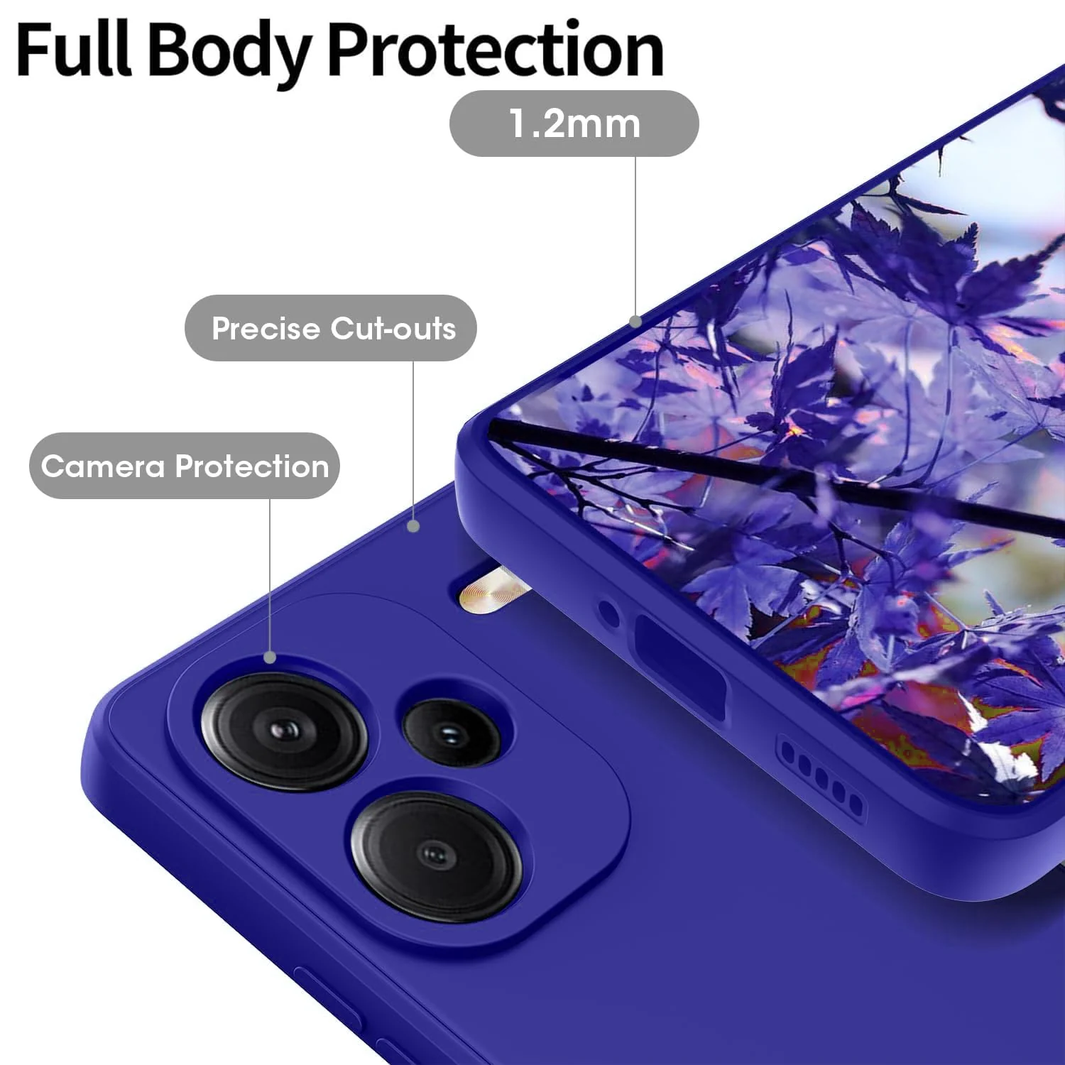 DL3 Mobilak Liquid Silicone Protective Case for Xiaomi Redmi Note 13 Pro+ Plus 5G with Microfiber Lining and Shockproof Design - Pepsi