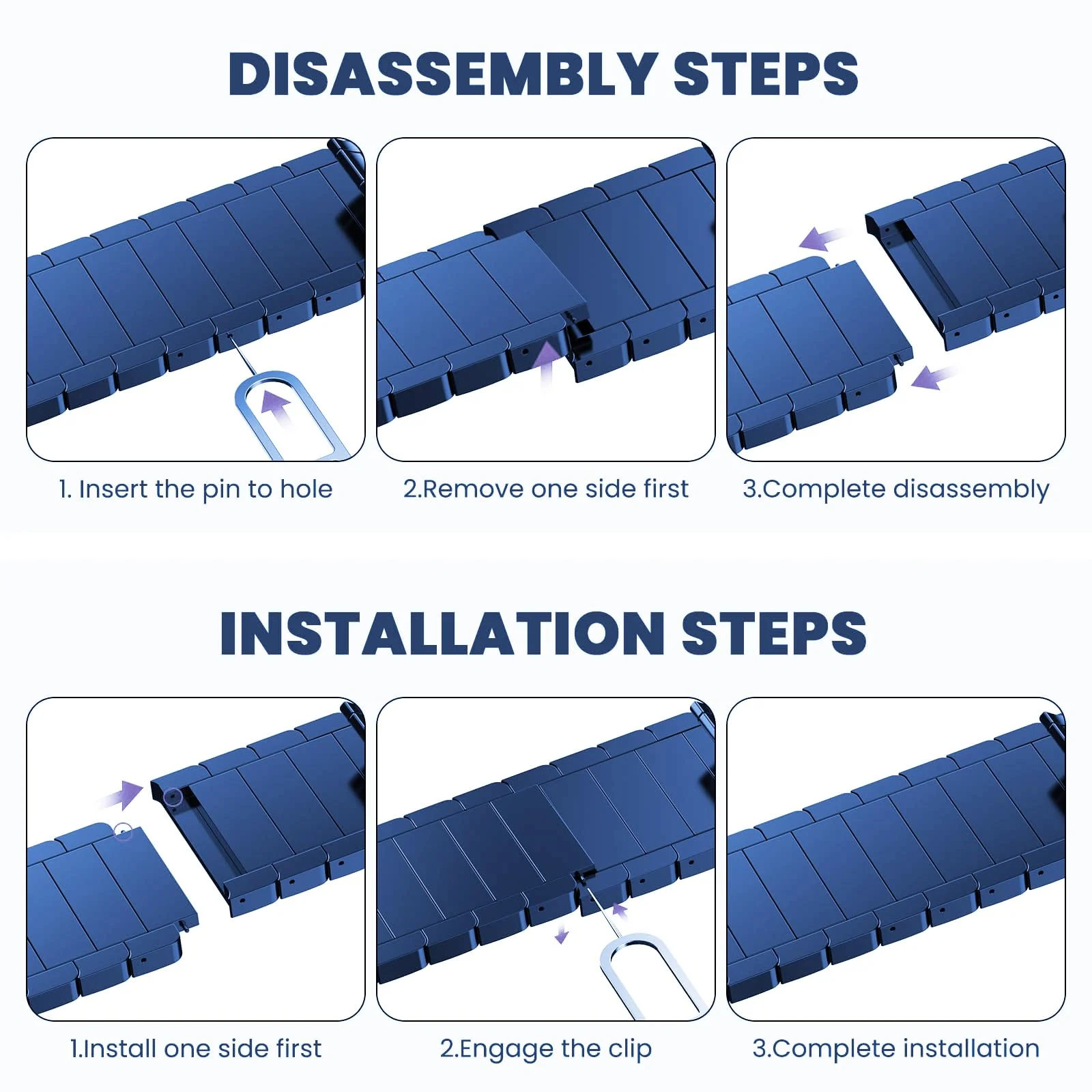 DL3 Mobilak Band For Apple Watch Ultra Band 49mm 45mm 44mm 42mm 41mm 40mm 38mm, Metal Stainless Steel Strap for Apple Watch Series 8 Ultra 7 6 5 4 3 2 1 Se (42MM/44MM/45MM/49MM) - Blue