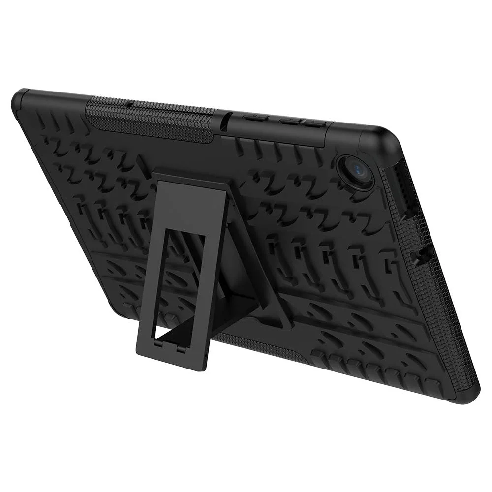 DL3 Mobilak Case for Lenovo Tab M10 10.1 inch 2nd Gen 2020 (TB-X306, TB-X306F, TB-X306X), Hybrid Rugged Armor Heavy Duty 2 in 1 TPU + PC Combo Dual Layer Shockproof Case with Kickstand - Black