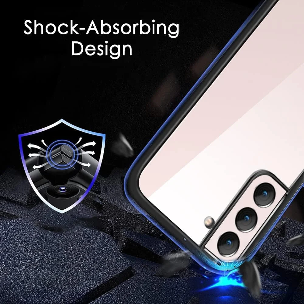 DL3 Mobilak Clear TPU Case for Samsung Galaxy S21 + Plus 5G, Supports wireless charging, Shock-absorbing protection, Non-slip grip - Black