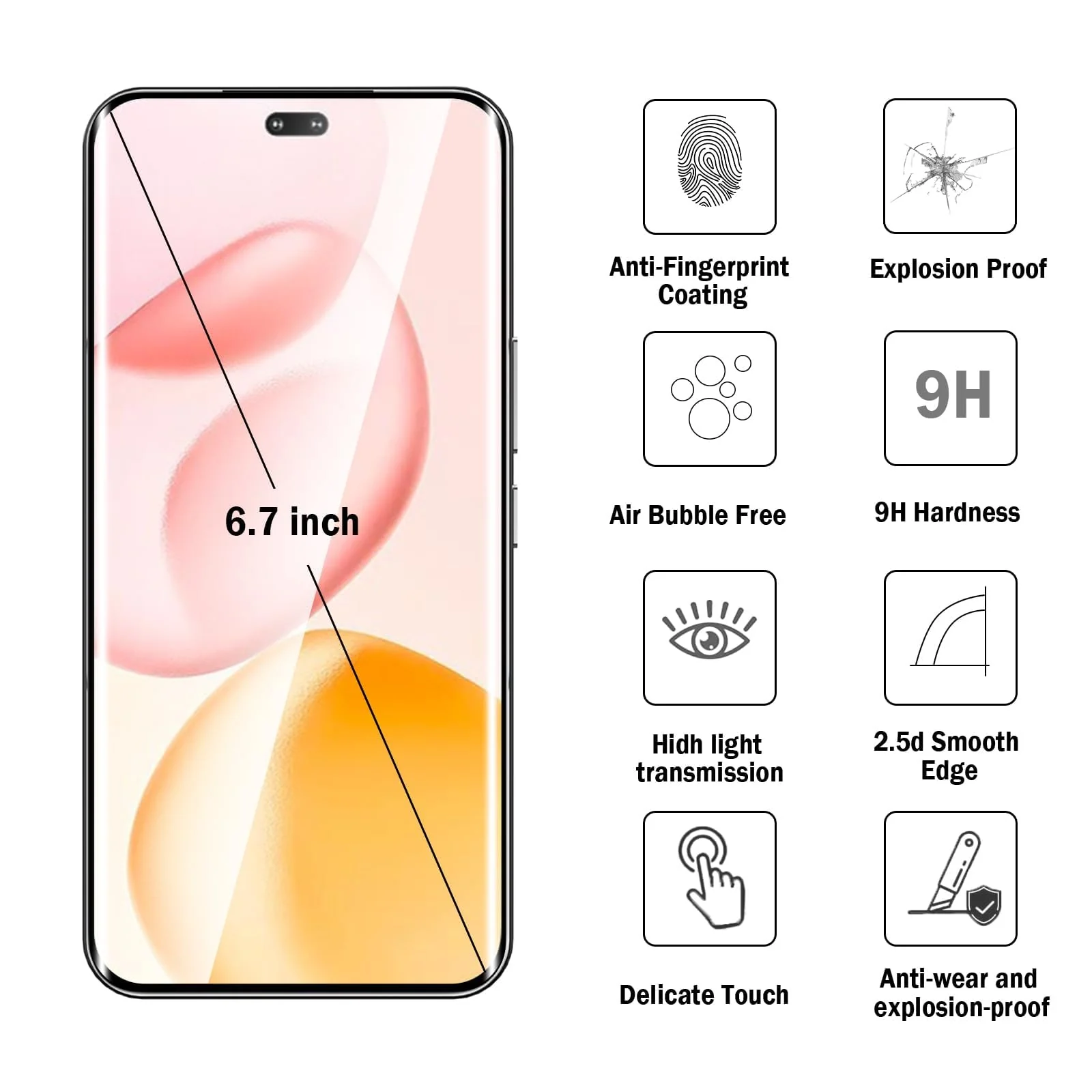 DL3 Mobilak Screen Protector for Honor 400 Pro 5G, Tempered Glass Screen Saver Premium HD Protective, Scratch Resistant, NO-Bubble, 9H Hardness, Full Coverage Film - Clear