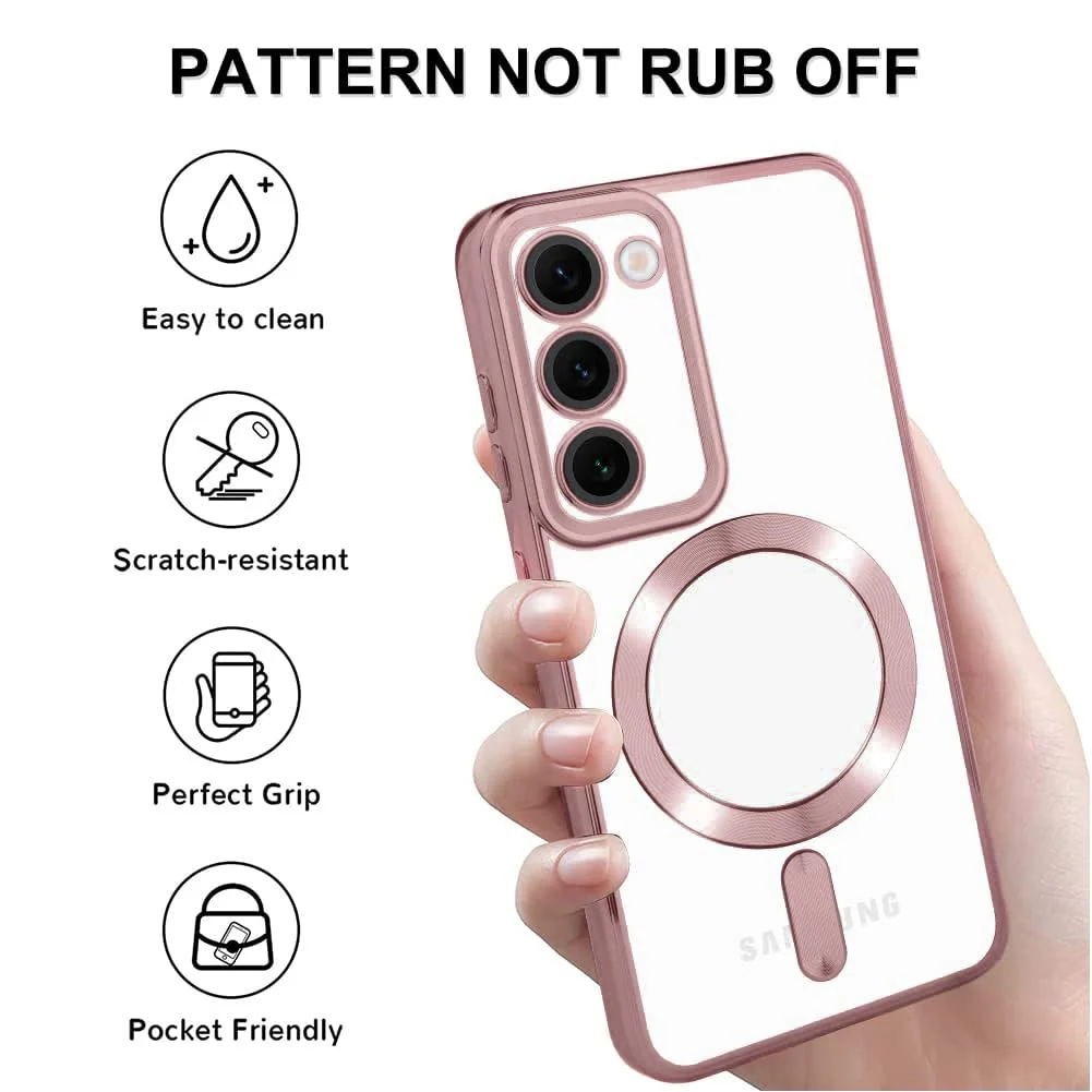 DL3 Mobilak Clear MagSafe-Compatible Magnetic Case for Samsung Galaxy S20 FE with Camera Protection and Shockproof Design - Pink