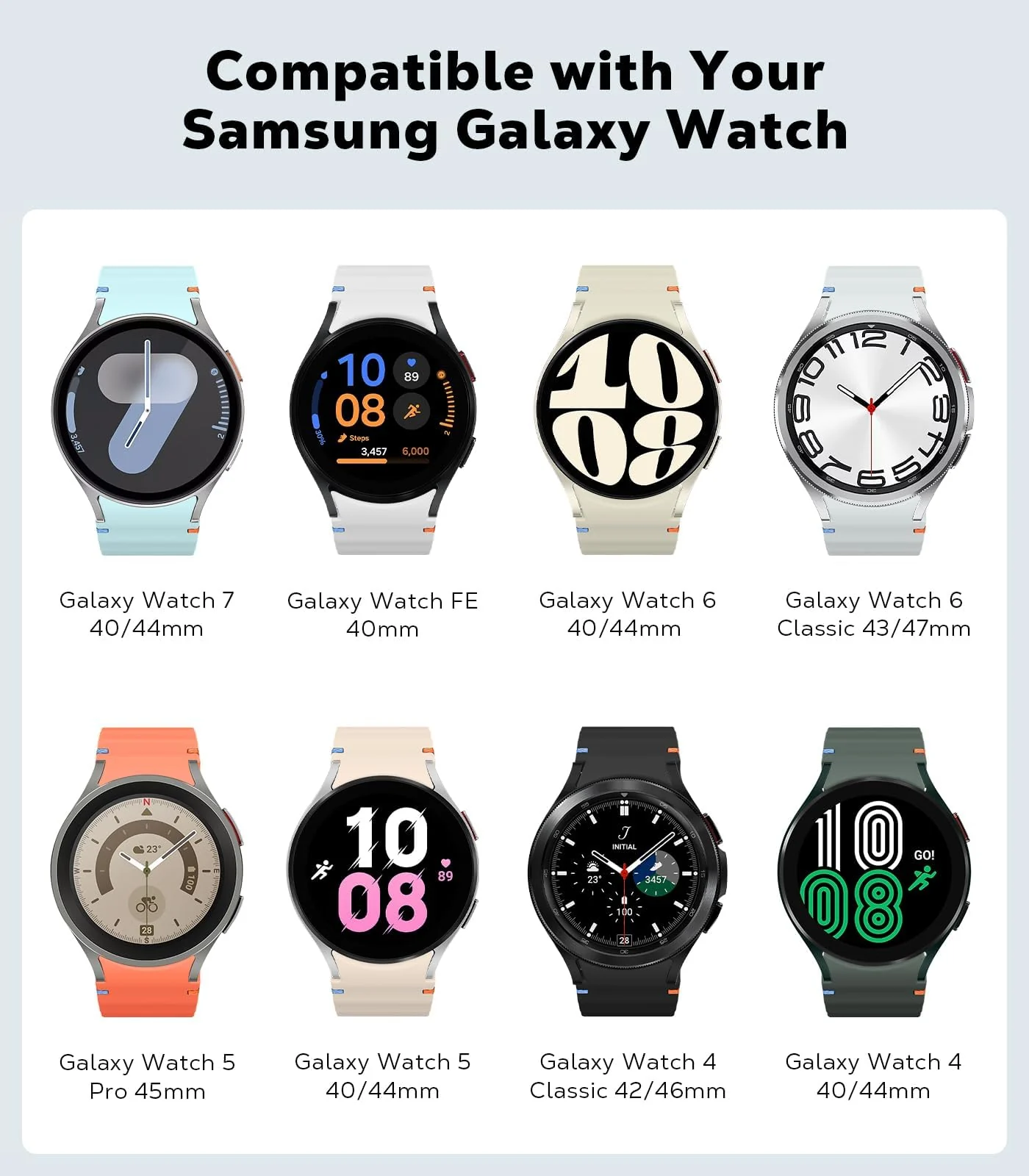 DL3 Mobilak No Gap Sport Bands For Samsung Galaxy Watch 7 6 5 4 FE Strap 40mm 44mm, Soft Silicone Sport Band for Galaxy Watch 6 Classic Straps 47mm 43mm/Galaxy Watch 5 Pro/Watch 4 Classic 42mm 46mm for Men Women - Space Gray
