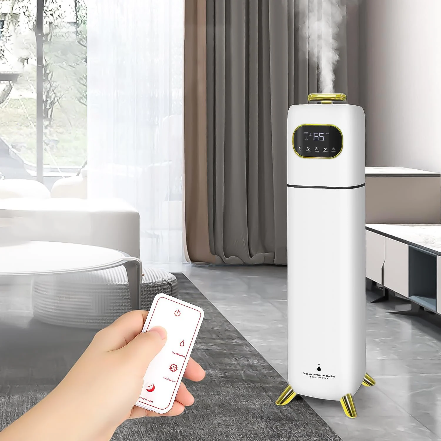 Mobigon Humidifiers for Bedroom Large Room - 8L Air Humidifier with Essential Oil Diffuser, Top Fill Cool Mist for Home Bedroom Baby Nursery Whole House Office Plant - White Gold