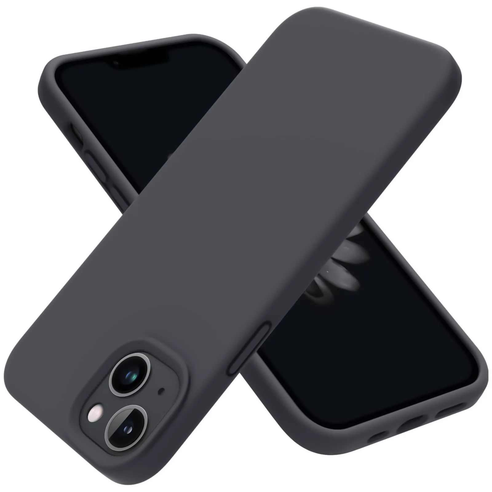 DL3 Mobilak Compatible with iPhone 14 (6.1 Inch) Case, Liquid Silicone Case, Full Body Protective Cover, Shockproof, Slim Phone Case, Anti-Scratch Soft Microfiber Lining - Deep Gray