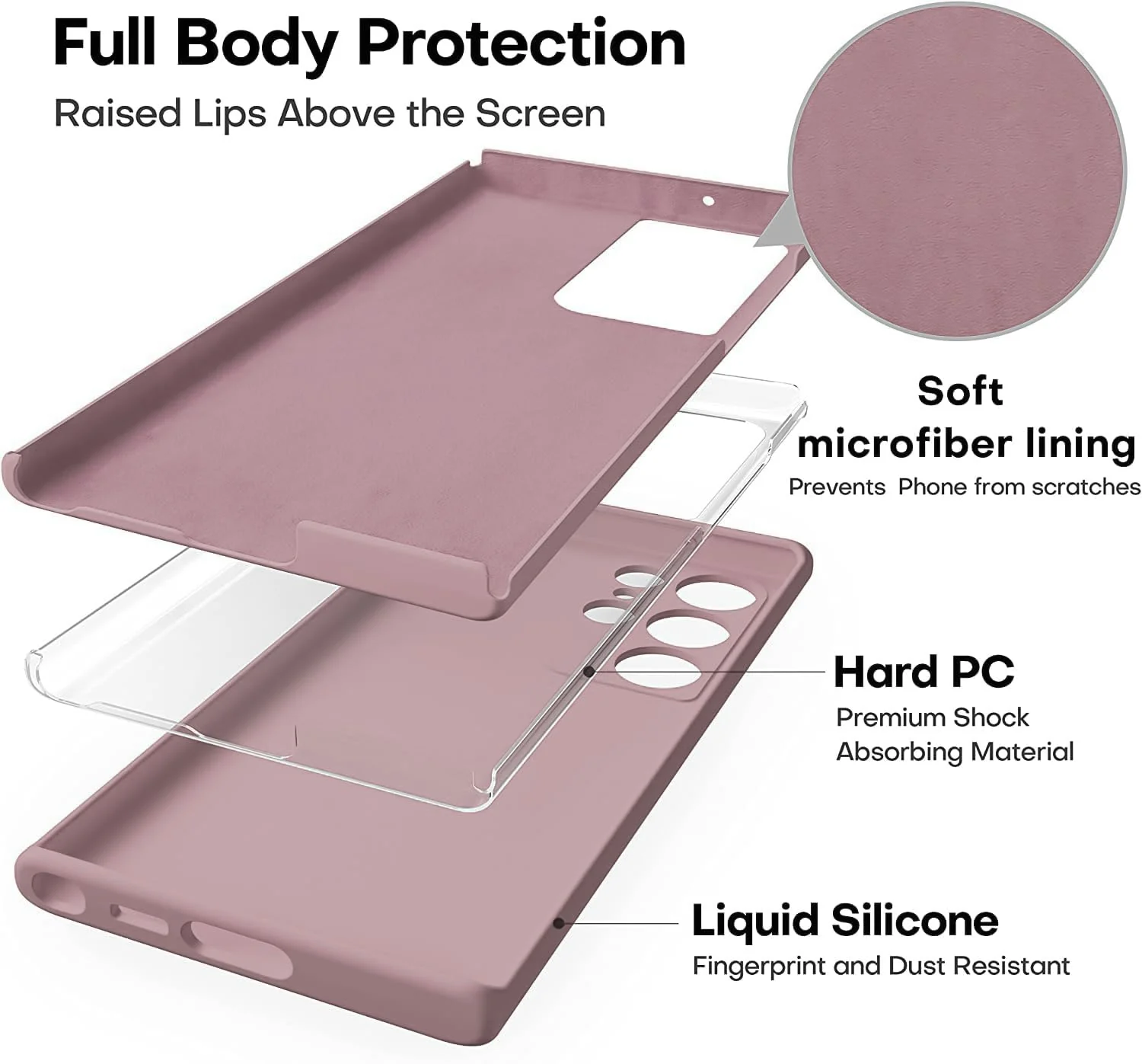 DL3 Mobilak Silicone Protective Case for Samsung Galaxy S22 Ultra 5G, Shock-absorbing protection, Scratch-resistant surface, Soft microfiber lining - Cashmere