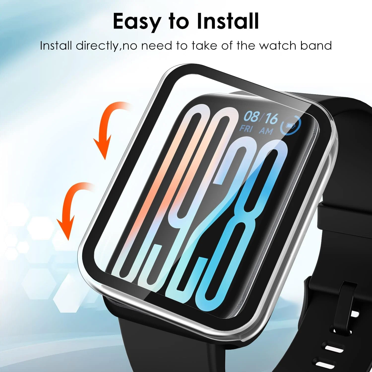 DL3 Mobilak Case with Screen Protector for Xiaomi Smart Band 9 Pro, Bumper Full Coverage Hard PC Overall Protective Cover, Built-in Tempered Glass Film High Sensitivity - Clear