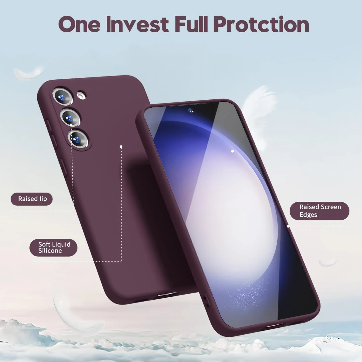DL3 Mobilak Liquid Silicone Protective Case for Samsung Galaxy Note10 with Microfiber Lining and Shockproof Design - Wine Red