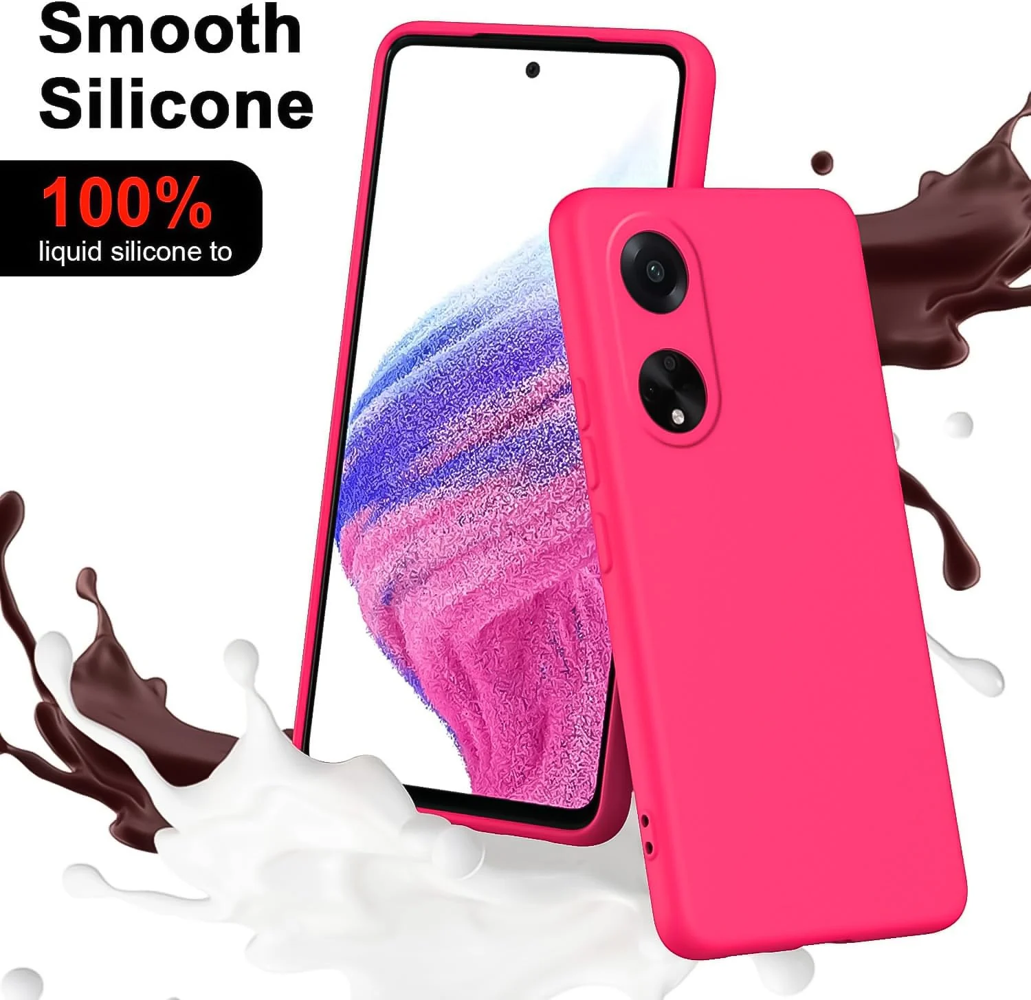 DL3 Mobilak Soft Silicone Protective Case for OPPO A98 with Microfiber Lining and Shockproof Design - Hot Pink