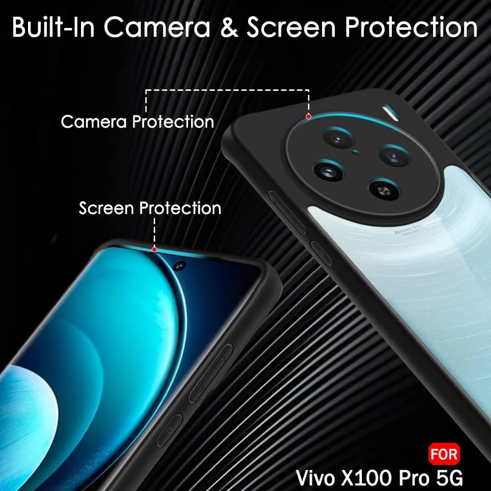 DL3 Mobilak Clear TPU Case for vivo X100 Pro 5G, Camera protection, Shock-absorbing protection, Scratch-resistant surface - Black