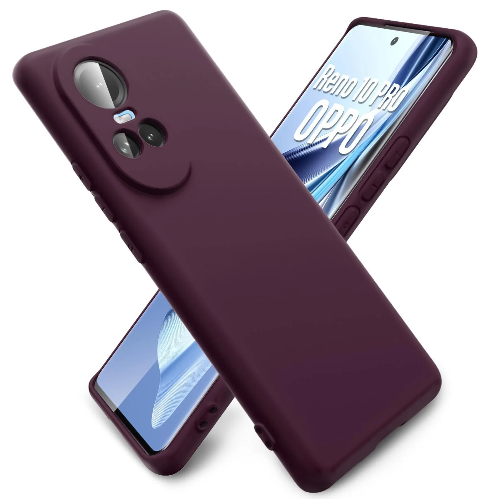 DL3 Mobilak Liquid Silicone Case for OPPO Reno 10, Shock-absorbing protection, Scratch-resistant surface, Soft microfiber lining - Wine Red