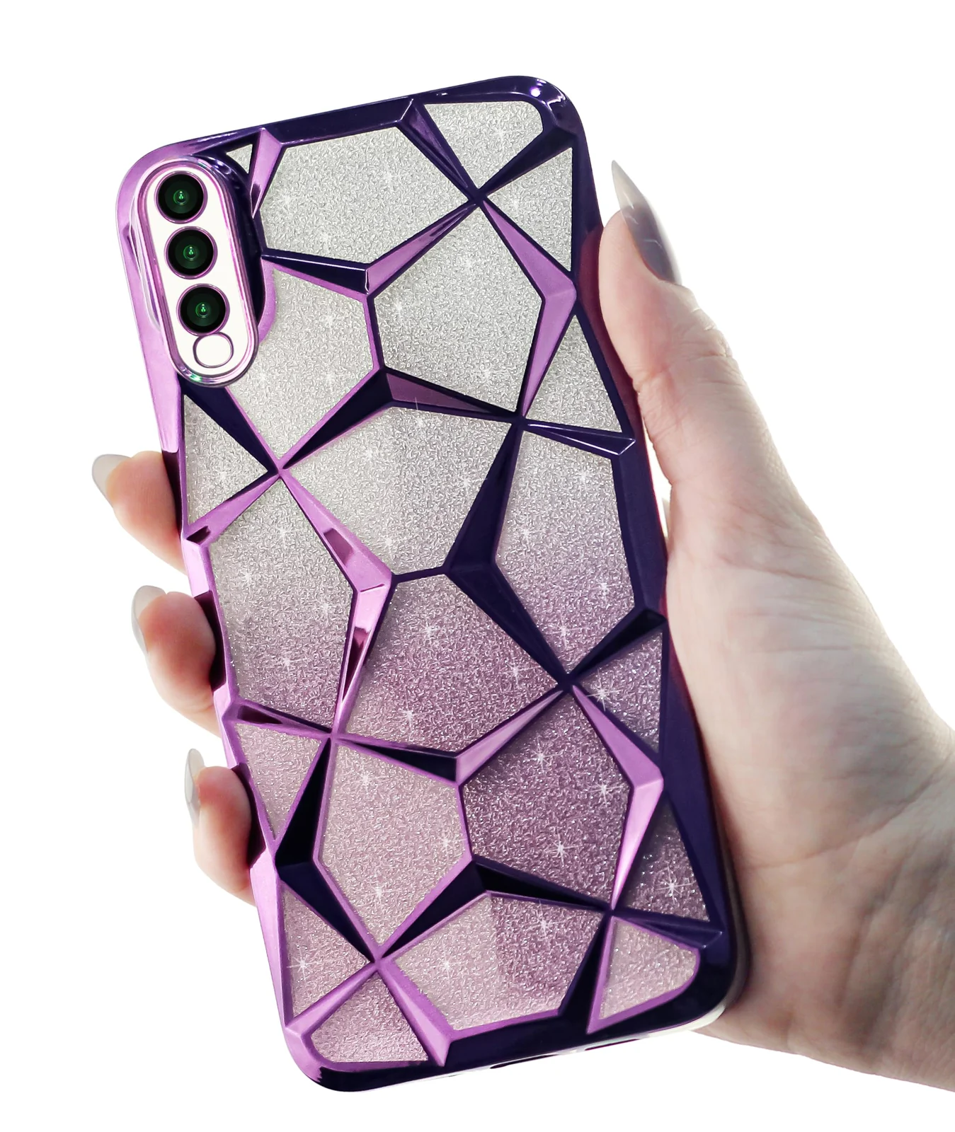 DL3 Mobilak Compatible with Samsung Galaxy A70 / A70s Case Plating Bling Gradient Glitter Clear Cover Soft TPU Silicone Cute Camera Protection Shockproof Back for Women Girls Case - Purple