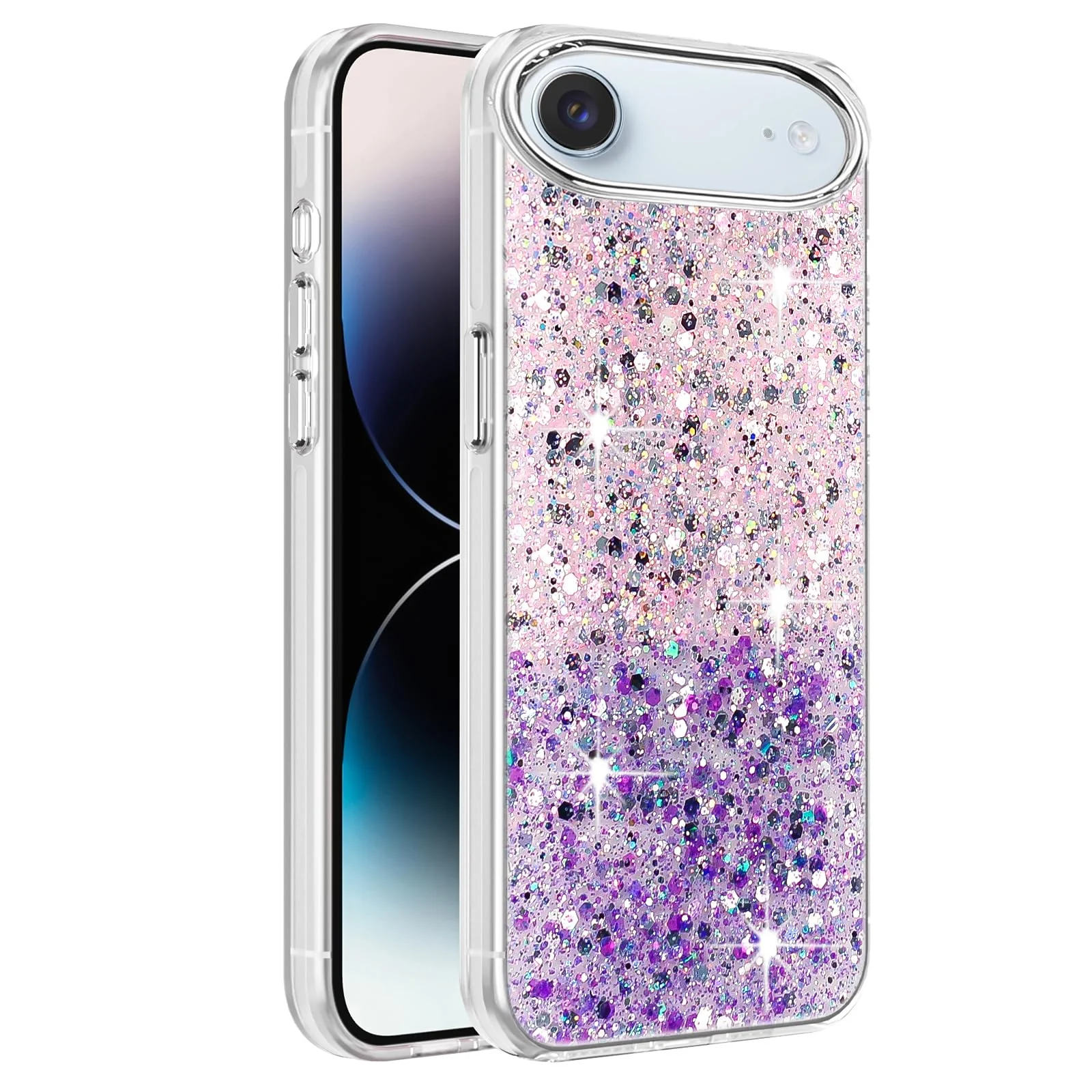 iPhone 17 Air 6.5-Inch Case / Clear Glitter Bling Sparkly — DL3 Mobilak Glitter Protective Case for iPhone 17 Air 6.5-Inch, Supports wireless charging, Camera protection, Shock-absorbing protection