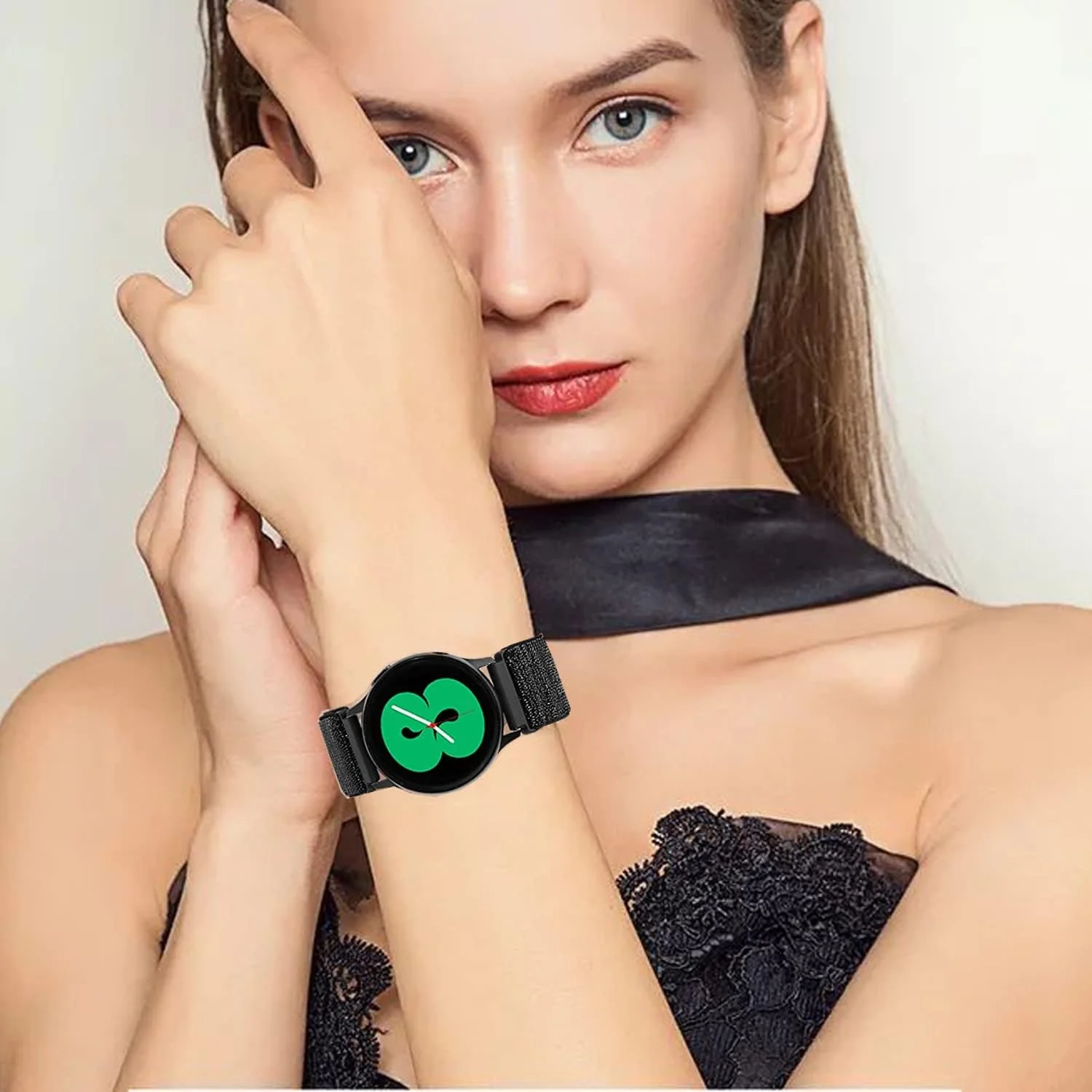 DL3 Mobilak Strap Nylon Loop 22MM Band For Xiaomi Redmi Watch 5 Active/5 Lite/Samsung Galaxy Watch 3 45mm/Watch 46mm/Gear S3/For Huawei watch GT5 GT4 GT3 GT2 GT 46MM/GT2E/GT2 Pro/GT 3 Pro/GT5 Pro - Shiny Black