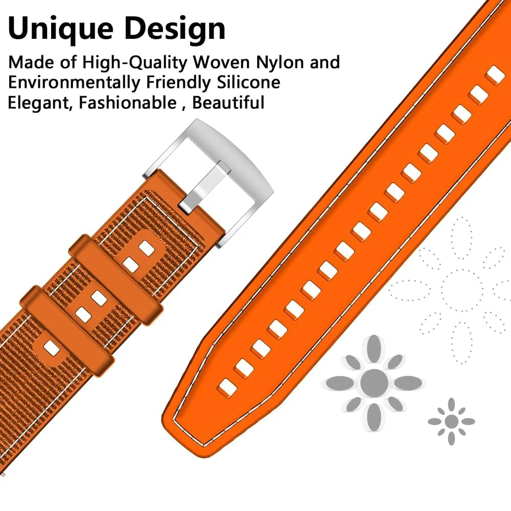 DL3 Mobilak Sport Silicone Nylon Band Designed for Huawei Watch Fit 2 for Men Women, Waterproof Soft Replacement Strap for Huawei Watch Fit2 - Orange