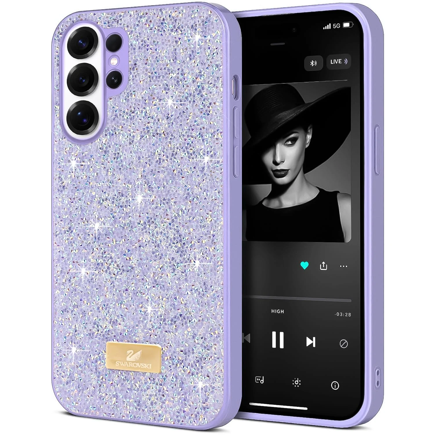 DL3 Mobilak Glitter Protective Case for Samsung Galaxy S26 Ultra, Supports wireless charging, Shock-absorbing protection, Scratch-resistant surface - Lavender