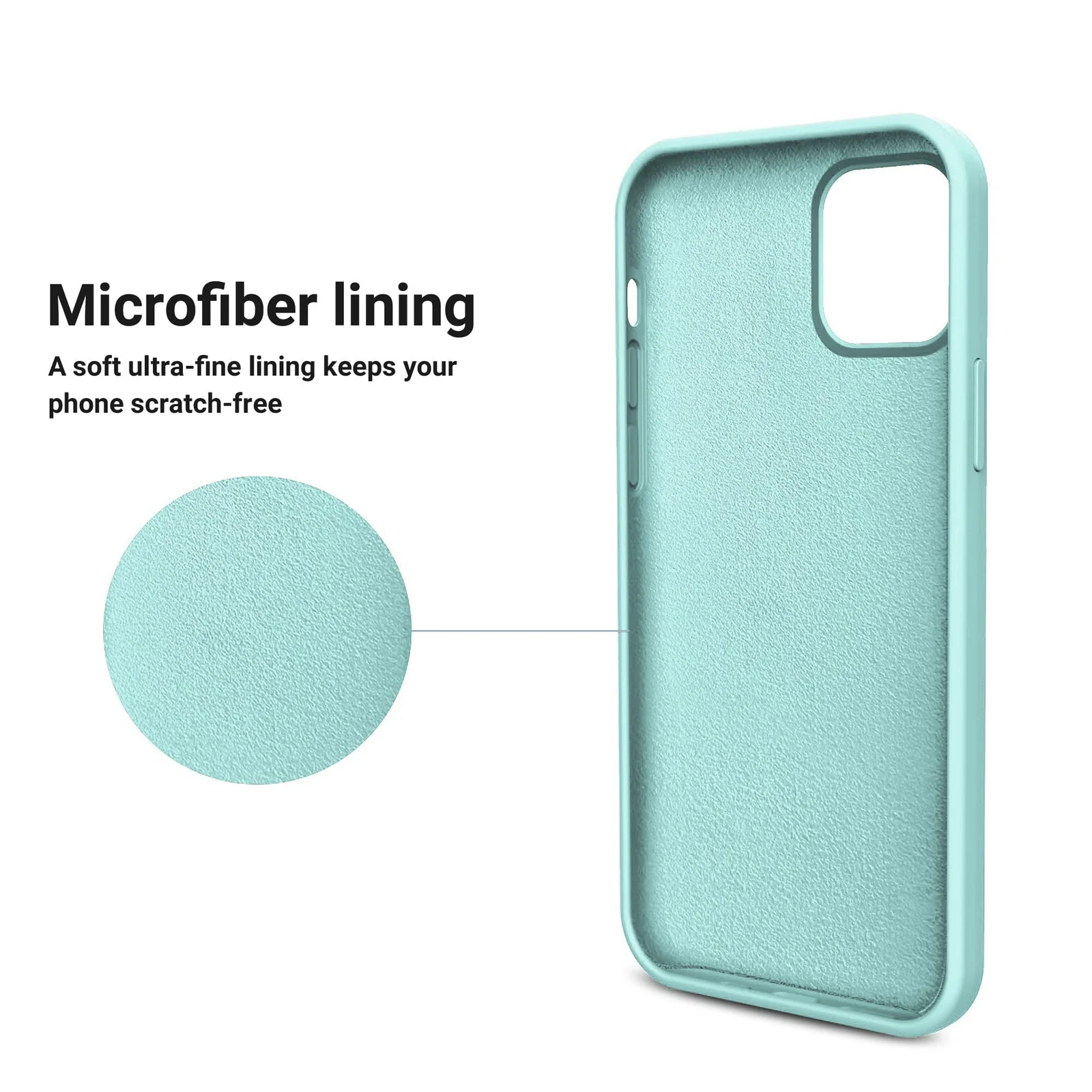 DL3 Mobilak Liquid Silicone Protective Case for iPhone 15 Pro Max with Camera Protection and Microfiber Lining - Turquoise