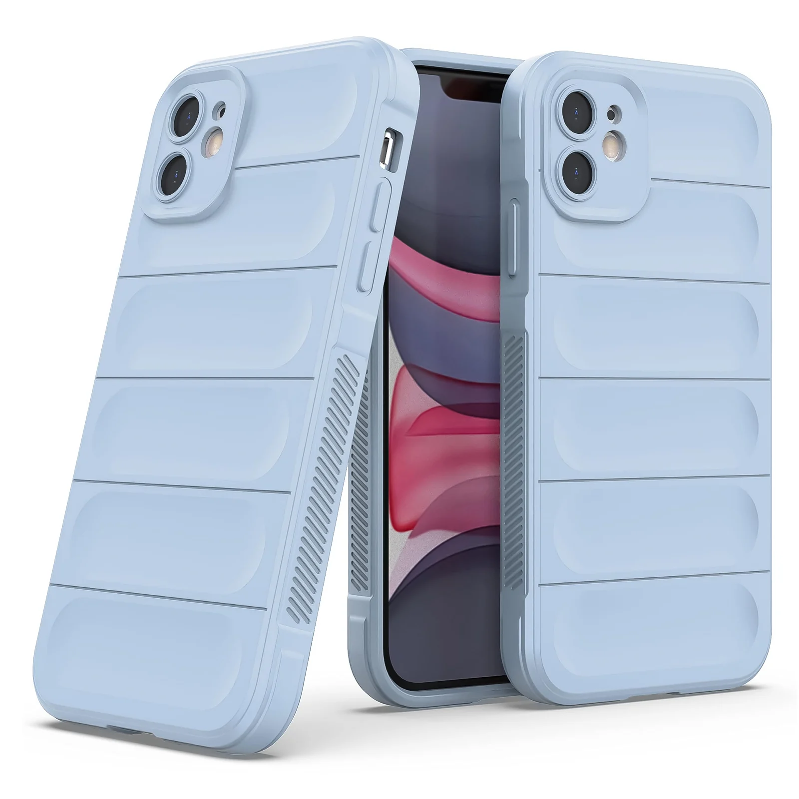 DL3 Mobilak Silicone Case for Apple iPhone 12 Heavy Duty Protective [Slim Fit] Shockproof Soft Flexible Protective Design Shock-Absorption TPU Cover With Camera Protection - Baby Blue