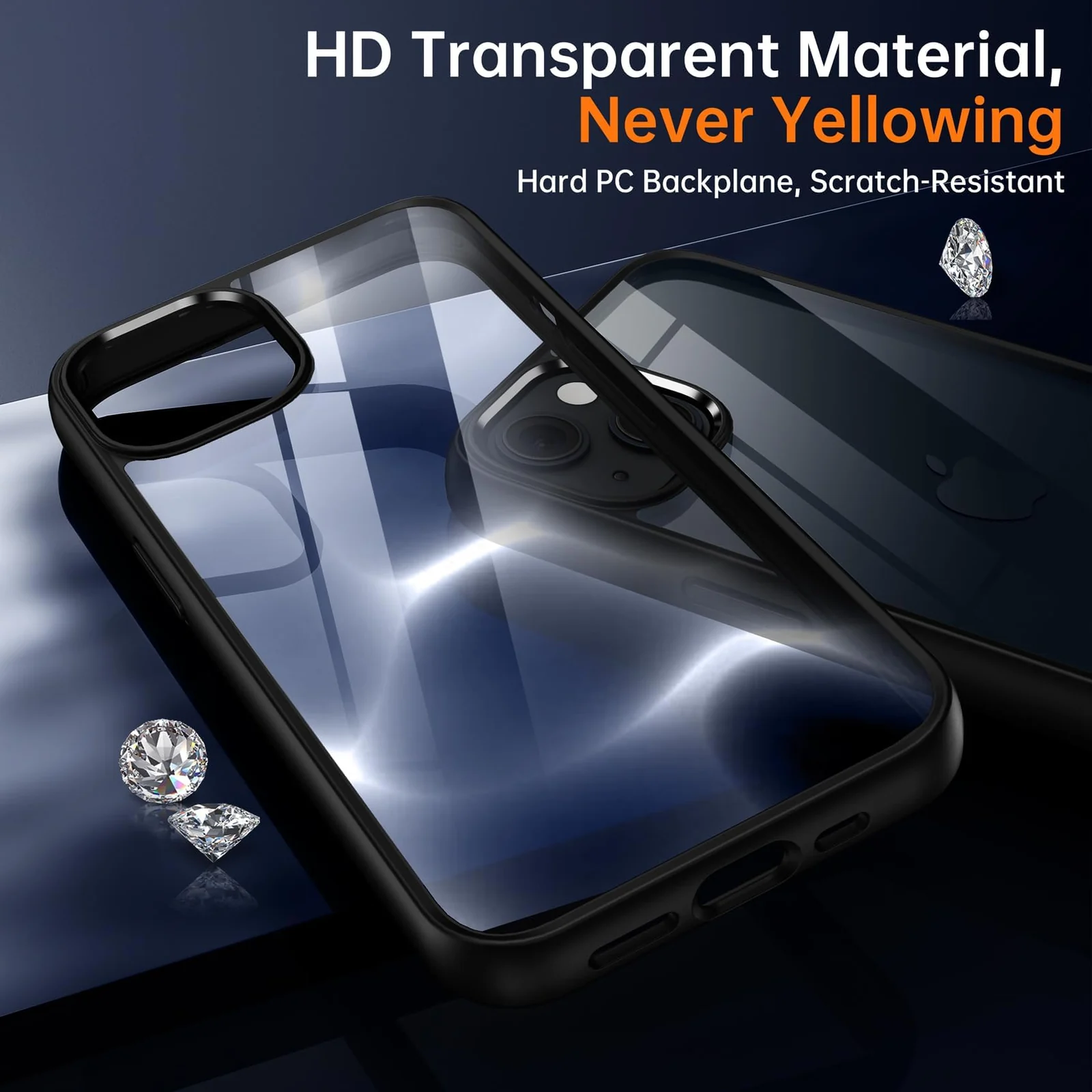 DL3 Mobilak Clear PC and TPU Protective Case for iPhone 15 Plus 6.7-Inch / iPhone 14 Plus 6.7-Inch with Camera Protection and Shockproof Design - Black