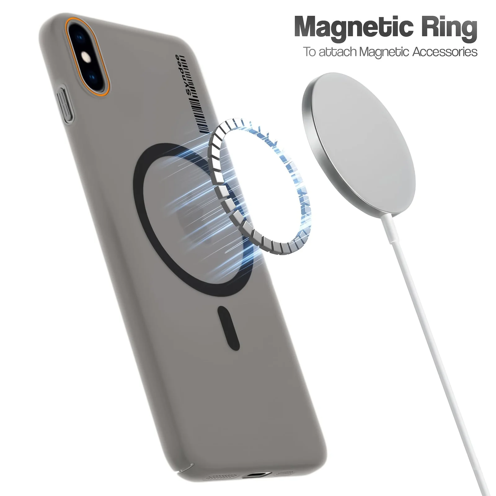 DL3 Mobilak Matte MagSafe-Compatible Magnetic Case for iPhone X / iPhone XS with Camera Protection and Ring Holder - Black