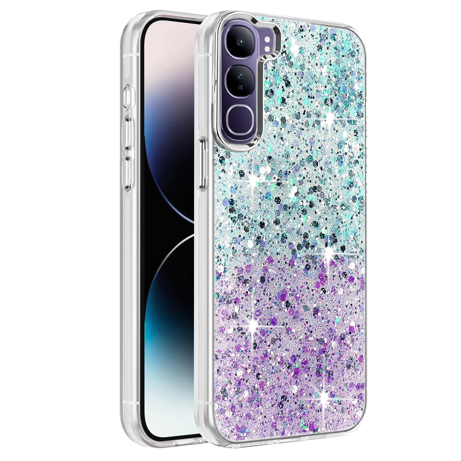 Vivo V40 Lite — DL3 Mobilak Glitter Protective Case for vivo V40 Lite, Supports wireless charging, Camera protection, Shock-absorbing protection