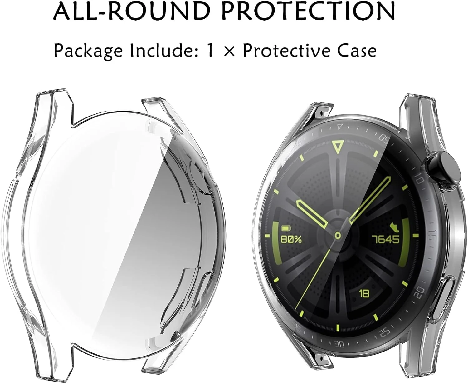 DL3 Mobilak Case Compatible with Huawei Watch GT3 46mm Case All-Around Screen Protector Watch Soft TPU Shockproof Cover Slim Guard Thin Bumper Shell Protector - Clear