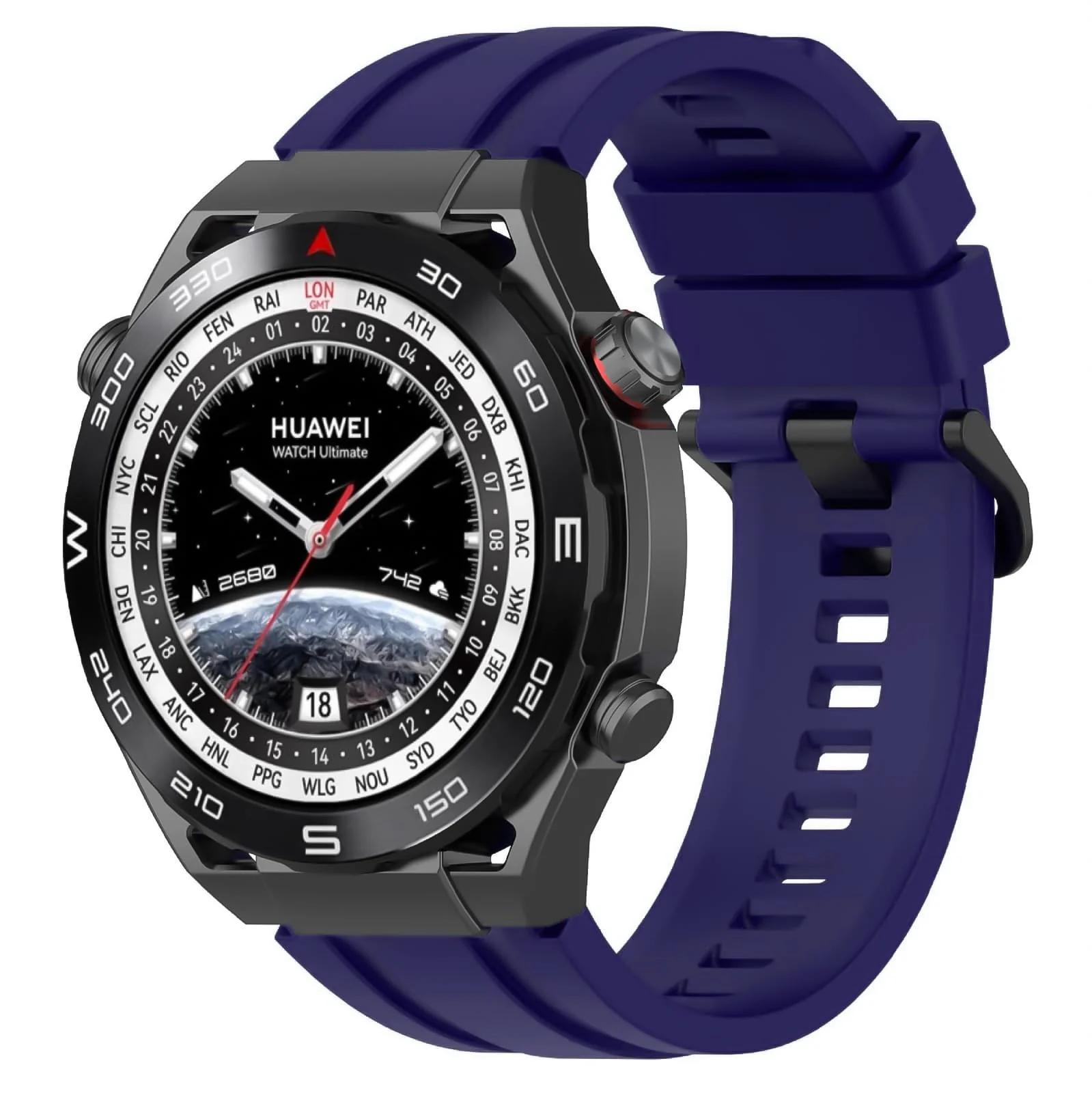 22MM Band Compatible with Huawei Watch GT7 GT6 GT5 GT4 46MM/Watch 4 3 Pro/GT7 GT6 GT5 GT4 Pro/Watch 4 3/GT3 46mm/GT2 46mm/GT 2e/GT Runner, 22MM Silicone Replacement Wristband Strap - Navy Blue