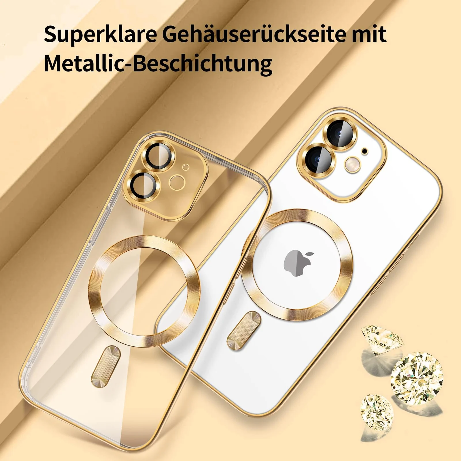 DL3 Mobilak Case for iPhone 11 (6.1 Inch) Compatible with MagSafe with Camera Lens Protector, Magnetic Clear Case Full Protection Plating Anti-Scratch Slim Thin Case Cover - Gold