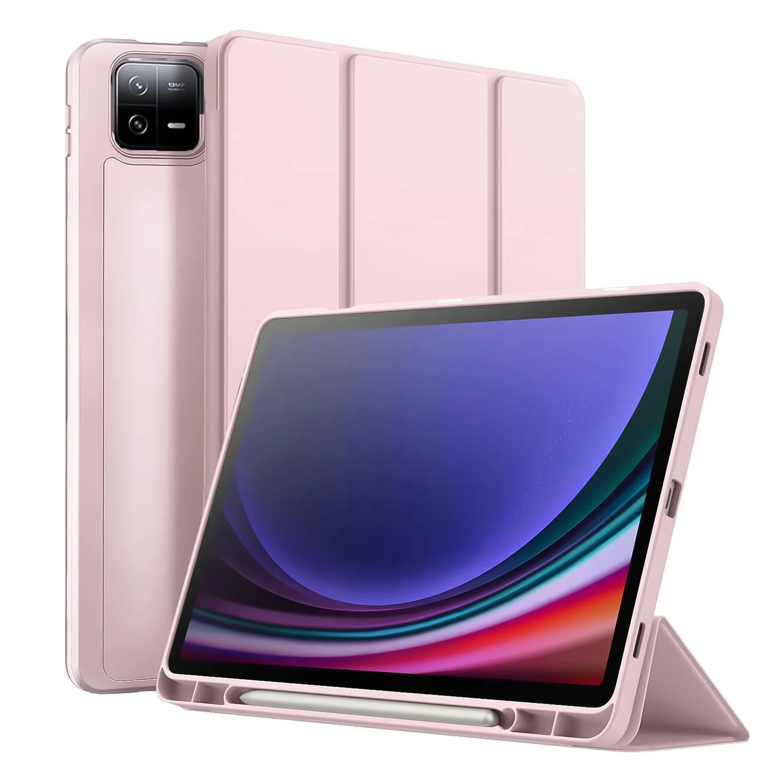 DL3 Mobilak Xiaomi Pad 6/Pad 6 Pro Case with Pen Holder 11.0 inch 2023, Soft TPU Back Trifold Stand Protective Smart Cover Flip for Xiaomi Pad 6/Pad 6 Pro, Auto Wake&Sleep - Pink Sand