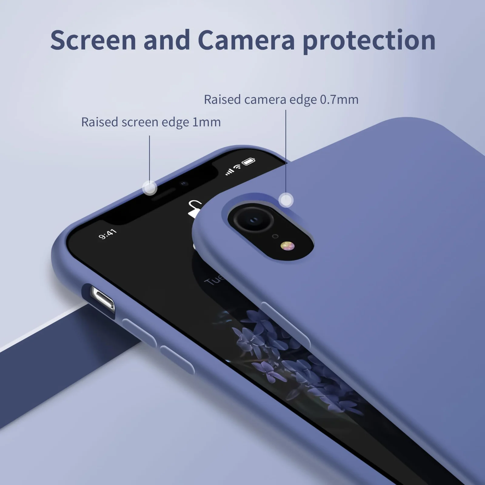 DL3 Mobilak Liquid Silicone Case for iPhone XR, Shock-absorbing protection, Scratch-resistant surface, Soft microfiber lining - Lavender Blue