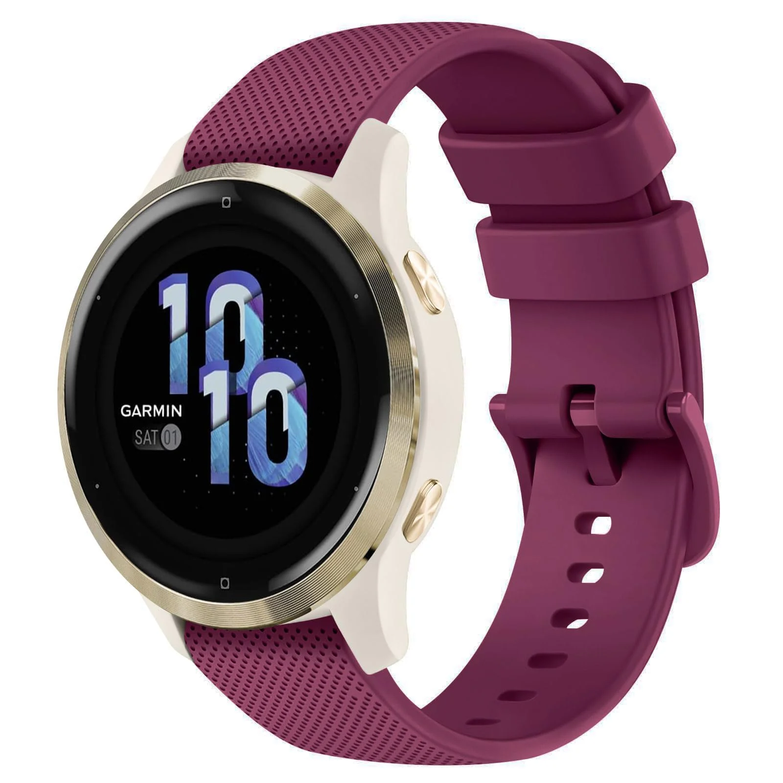 DL3 Mobilak Strap Silicone Buckle 20MM Band For Samsung Gear Sport/Watch 7/6/5/4/5 Pro 45mm/S2 classic/active 2 40mm 44mm/Amazfit GTS 2/2e/GTS 3/3 Pro/GTS 4/GTS 2 Mini/3 Mini/4 Mini/Bip 3/Bip 3 Pro - Wine Red