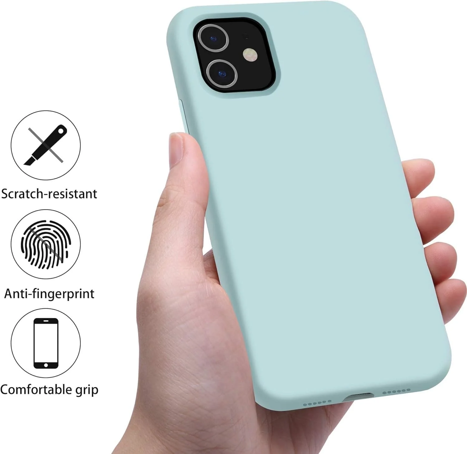 DL3 Mobilak Liquid Silicone Case for iPhone 11 (6.1 Inch), Shock-absorbing protection, Scratch-resistant surface, Soft microfiber lining - A Mint Green