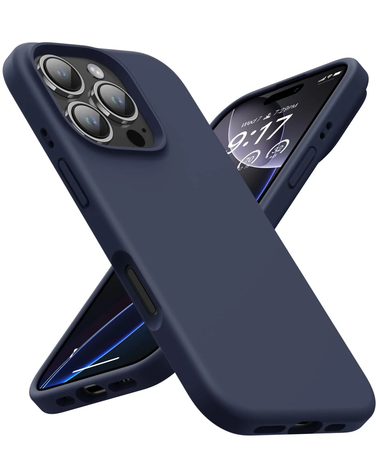 DL3 Mobilak Liquid Silicone Protective Case with Soft Microfiber Lining for iPhone 16 Pro Max - Midnight Blue