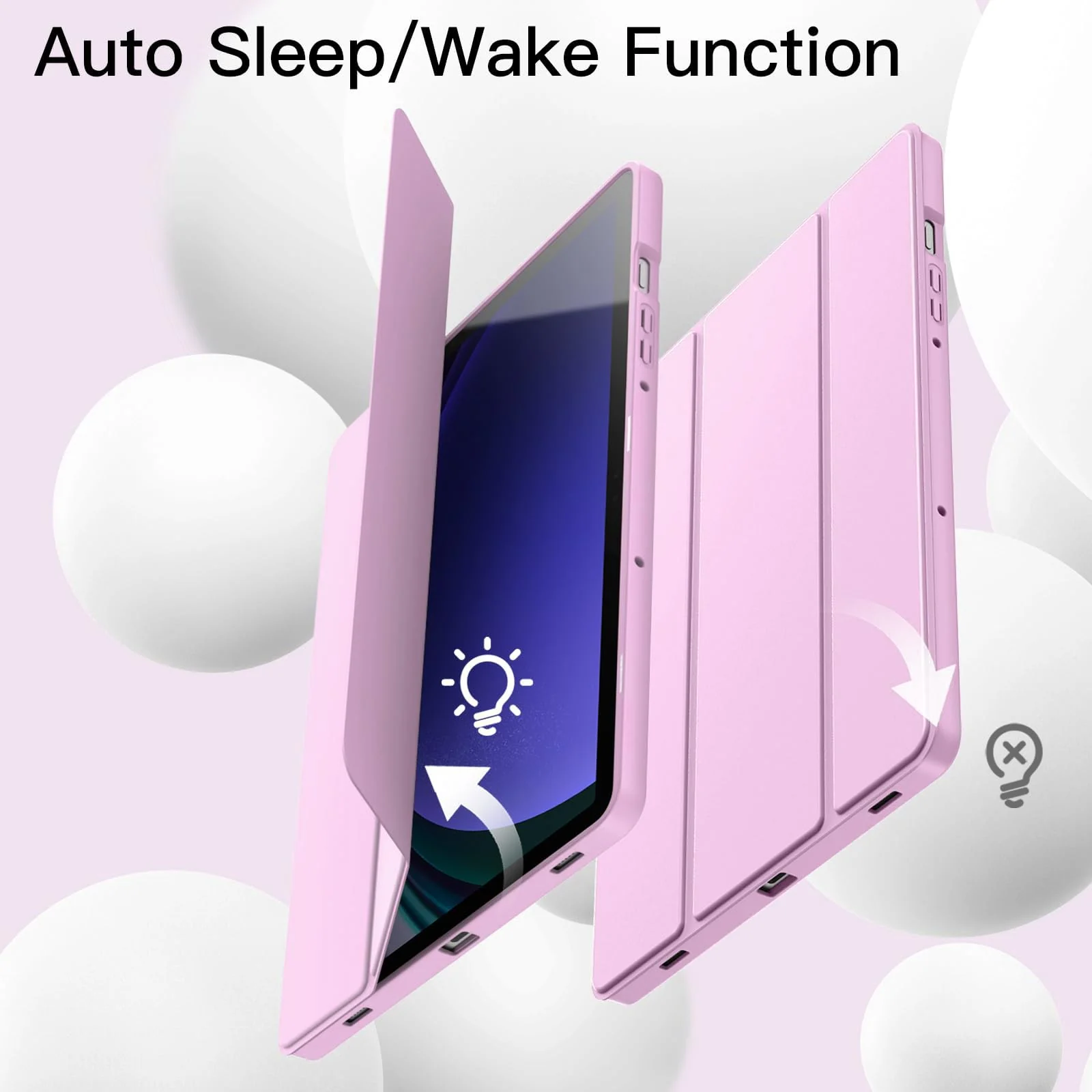 DL3 Mobilak Smart Case For Xiaomi Redmi Pad SE 11 inch Tablet 2023 Cover with Pencil Holder, Soft TPU Smart Stand Back Cover Auto Wake/Sleep - Pastel Violet