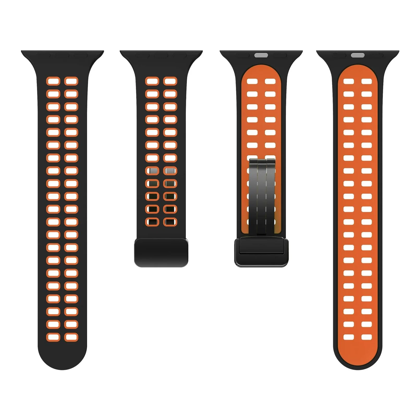 DL3 Mobilak Compatible with Apple Watch Ultra Band 49mm 45mm 44mm 42mm 41mm 40mm 38mm, Silicone Strap with Magnetic for iWatch Ultra SE Series 9 8 7 6 5 4 3 2 1 (38mm/40mm/41mm) - Black Orange