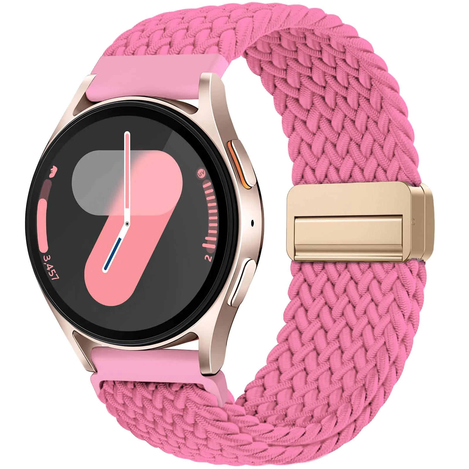 DL3 Mobilak 22mm Magnetic Band for Redmi Watch 5 Active/5 Lite/Samsung Galaxy Watch 3 45mm/Watch 46mm/Gear S3/Huawei watch GT6 GT5 46MM/GT2E/GT6 Pro/GT 5 Pro/Amazfit GTR 4/3, Stretchy Braided Nylon Sport Strap - A-pink