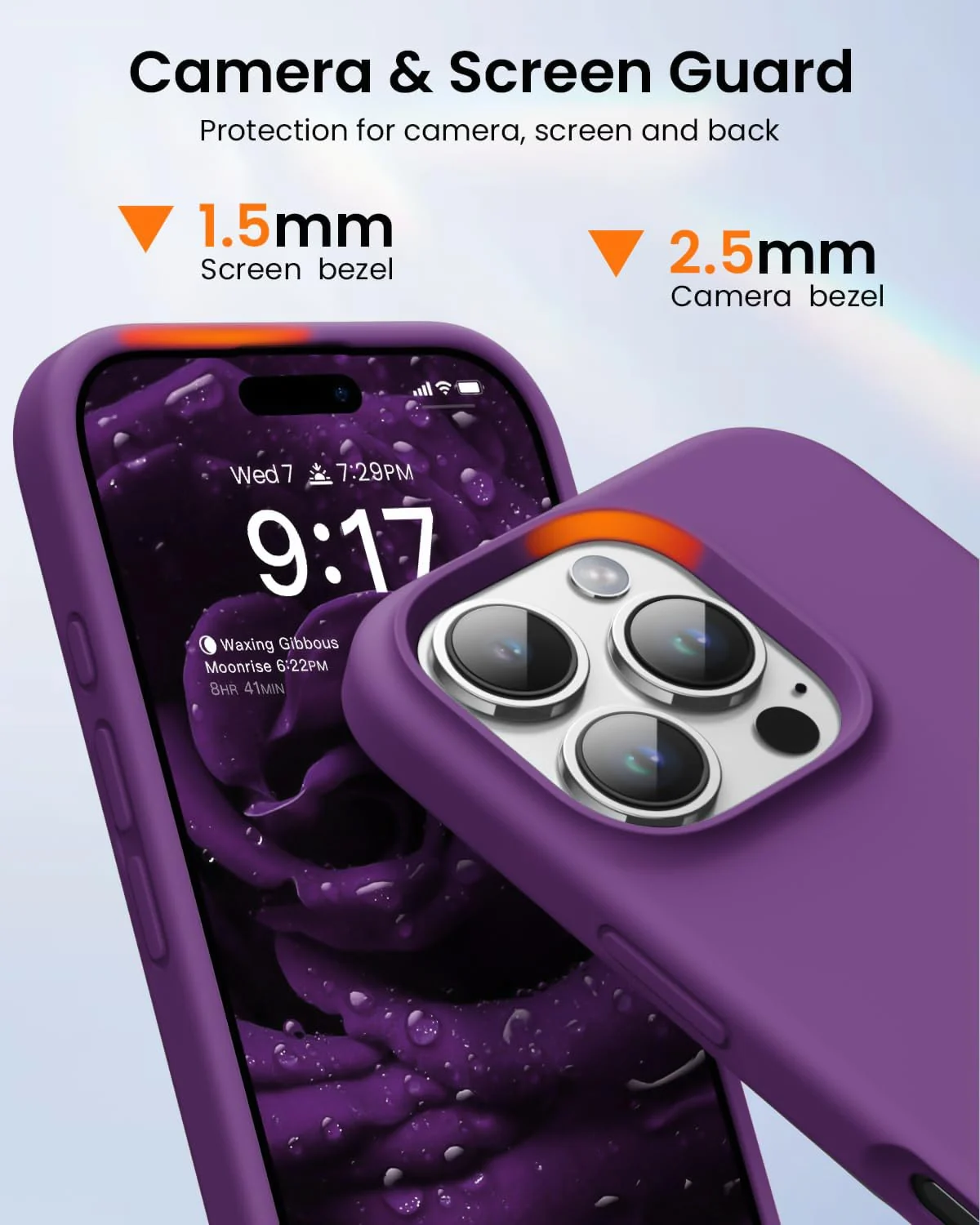 DL3 Mobilak Liquid Silicone Protective Case with Soft Microfiber Lining for iPhone 16 Pro - Violet
