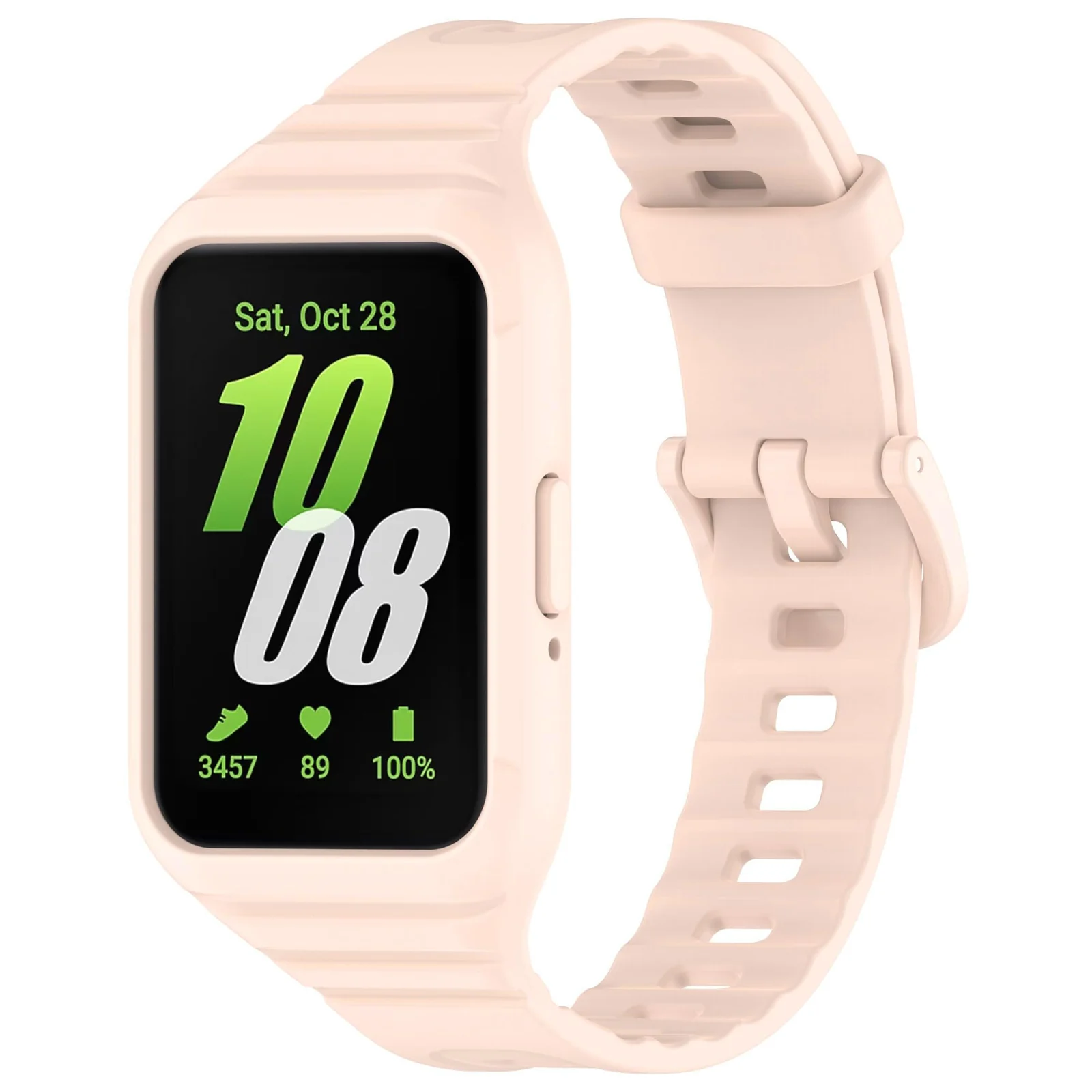 DL3 Mobilak Strap Compatible with Samsung Galaxy Fit 3 SM-R390, Silicone Sport Band Replacement Watchband with Bumper Case for Samsung Galaxy Fit 3, Adjustable Wristband - Pink
