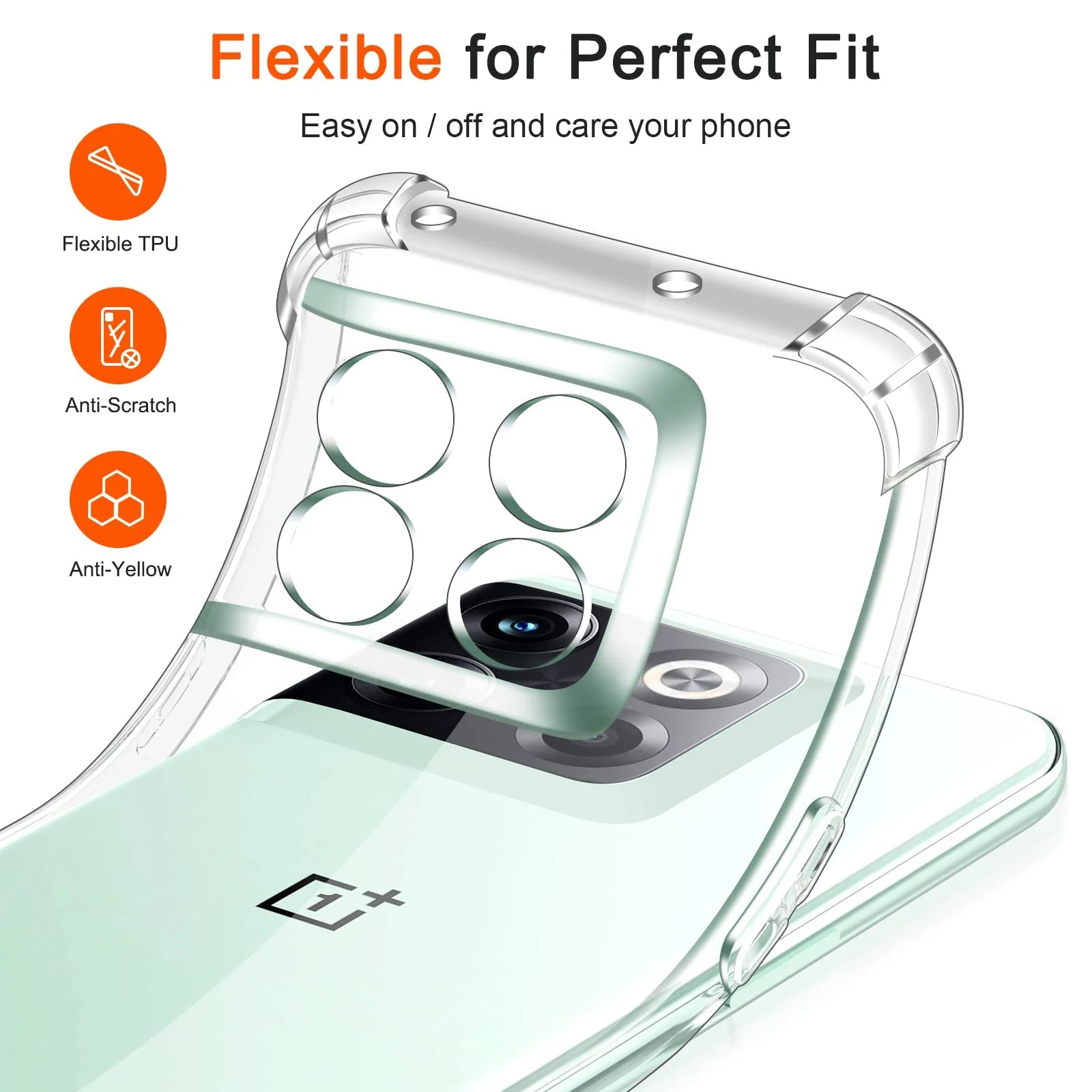 DL3 Mobilak Case Compatible with OnePlus 10T / OnePlus AcePro, Cover Silicone TPU Gorilla Anti-shock Protector Camera Shockproof Corners - Clear