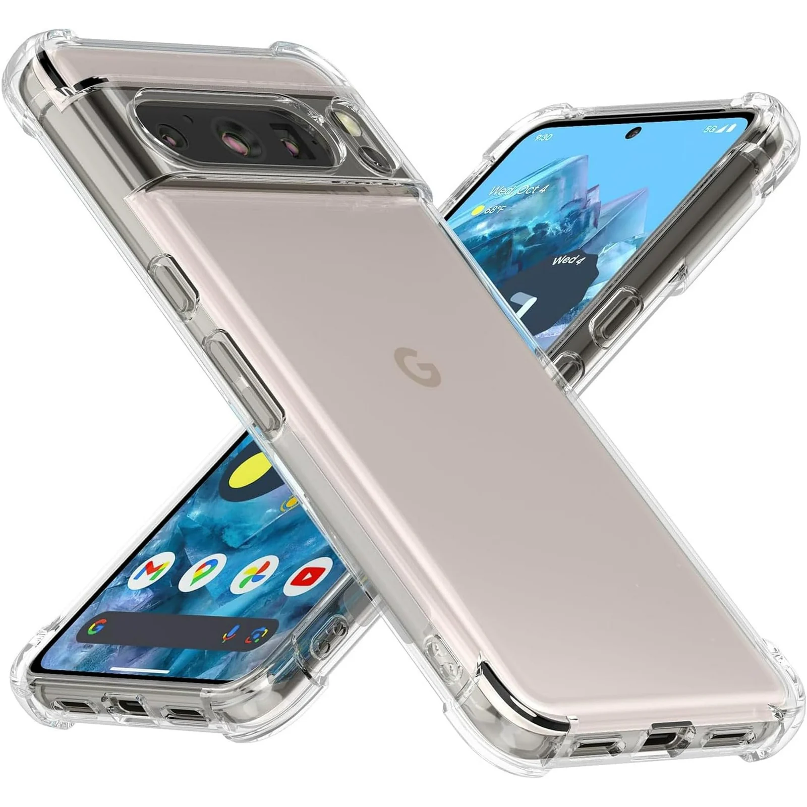 DL3 Mobilak Case Compatible with Google Pixel 8 Pro, Cover Silicone TPU Gorilla Anti-shock Protector Camera Shockproof Corners - Clear