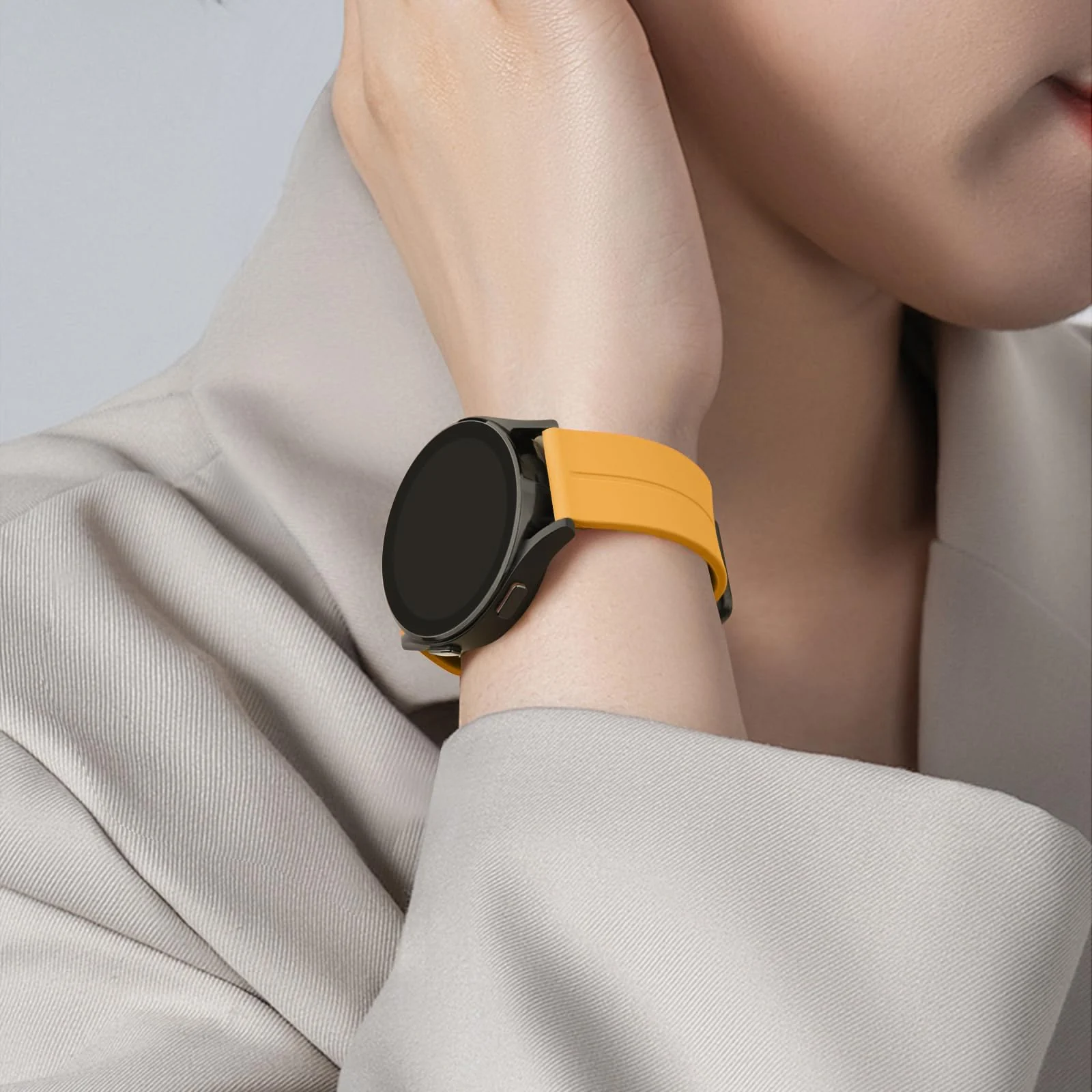 DL3 Mobilak 22MM Silicone Band Magnetic Clasp Strap For Xiaomi Redmi Watch 5 Active/5 Lite/Samsung Galaxy Watch 46mm/Watch 3 45mm/Gear S3/Huawei watch (GT6 GT5 GT4 GT3 GT2 GT 46MM)/GT6 Pro/Amazfit GTR4 - A.Orange