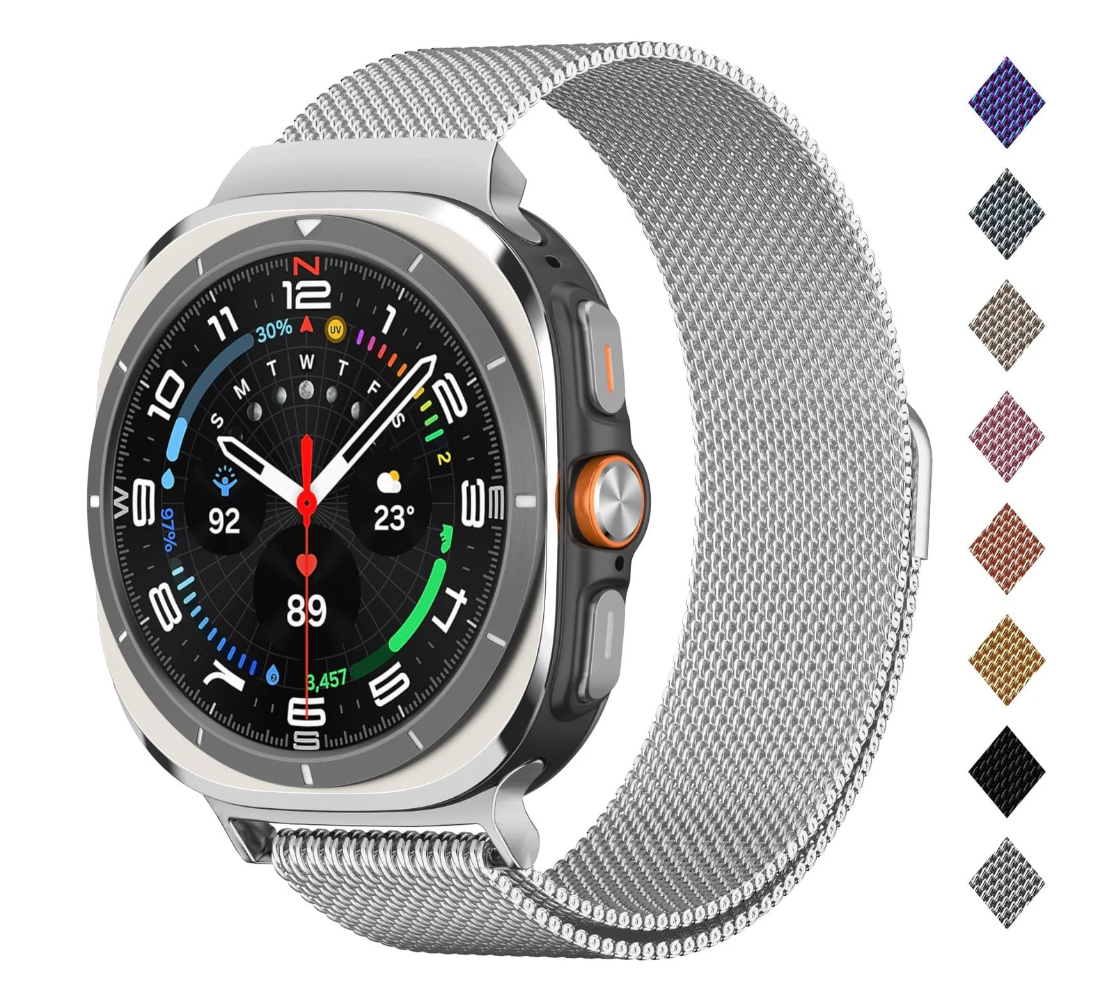 DL3 Mobilak Metal Band Compatible with Samsung Galaxy Watch 7 Ultra Bands 47mm, Stainless Steel Mesh Loop Magnetic Clasp Wristbands Replacement Accessory Women Men for Samsung Watch Ultra Band 47 mm - Silver