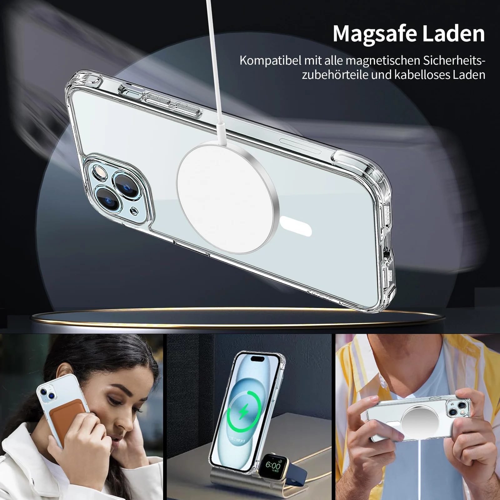 DL3 Mobilak Clear TPU Case for iPhone 13 / iPhone 14 Camera Protection, Compatible with MagSafe accessories, Supports wireless charging, Camera protection - Clear